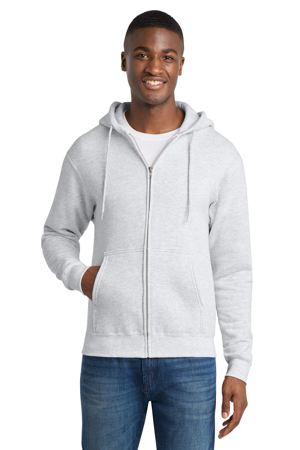 Port & Co ™  Core Fleece Full-Zip Hooded Sweatshirt. PC78ZH - Front Model