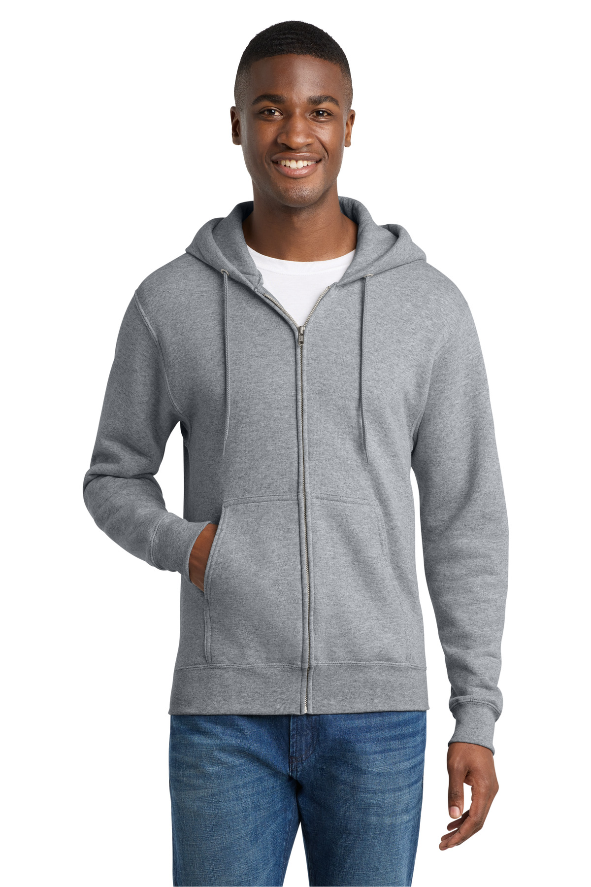 Port & Co ™  Core Fleece Full-Zip Hooded Sweatshirt. PC78ZH - Front Model