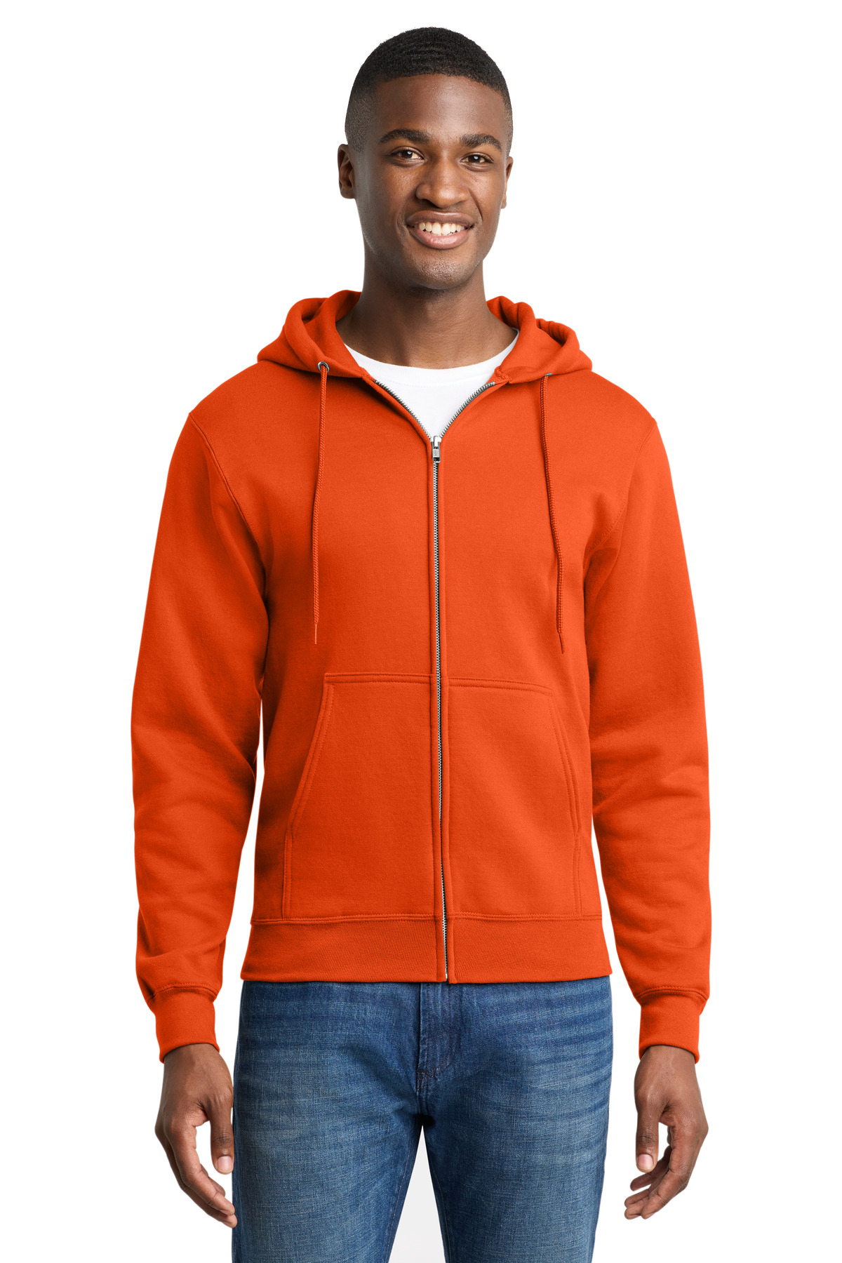 Port & Co ™  Core Fleece Full-Zip Hooded Sweatshirt. PC78ZH - Front Model
