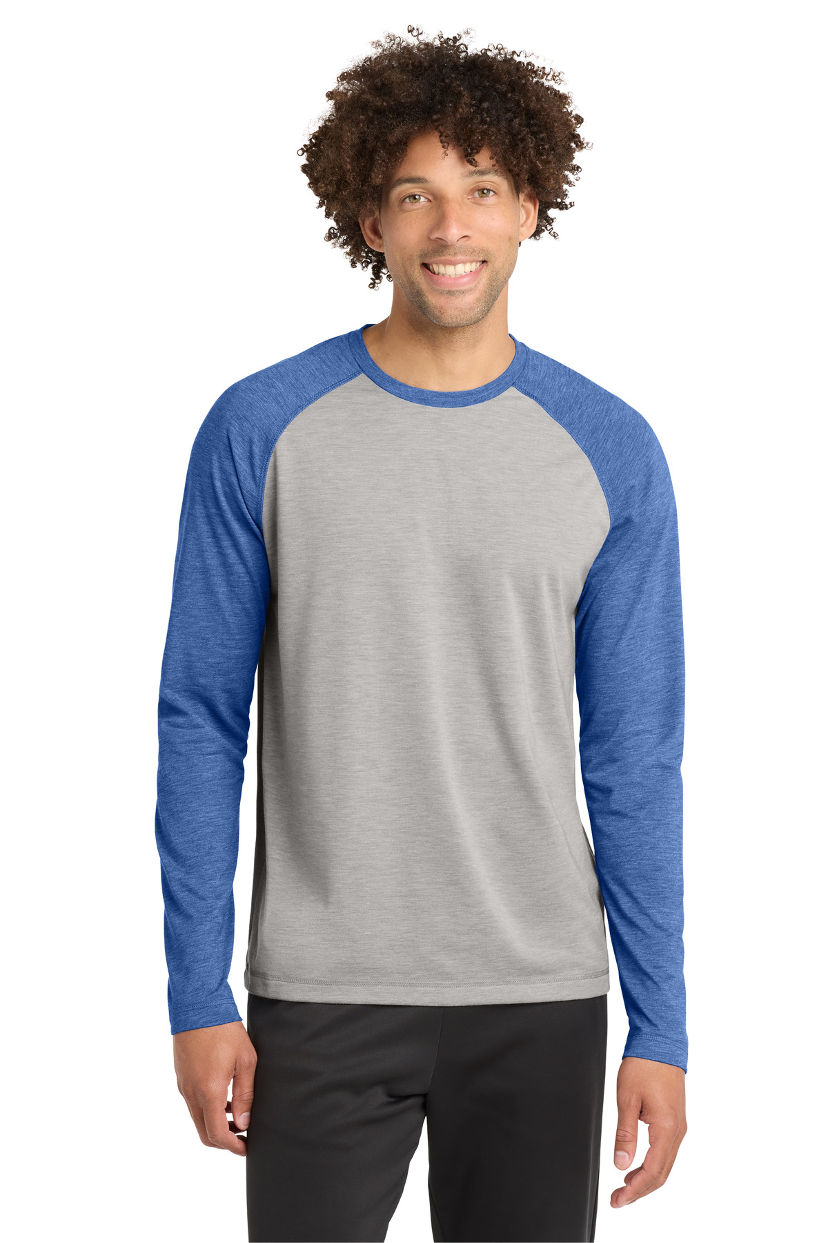 Sport-Tek ST400LS swatch in True Royal Heather/ Light Grey Heather
