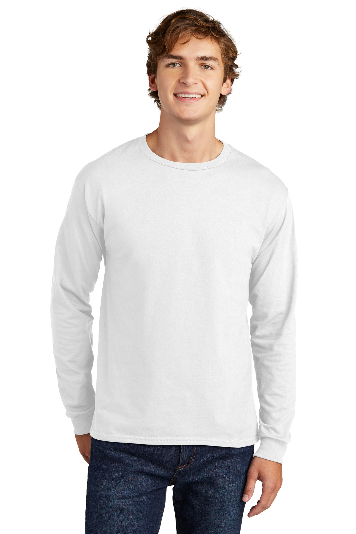 Hanes Essential&#45;T 100&#37; Cotton Long Sleeve T&#45;Shirt-Hanes