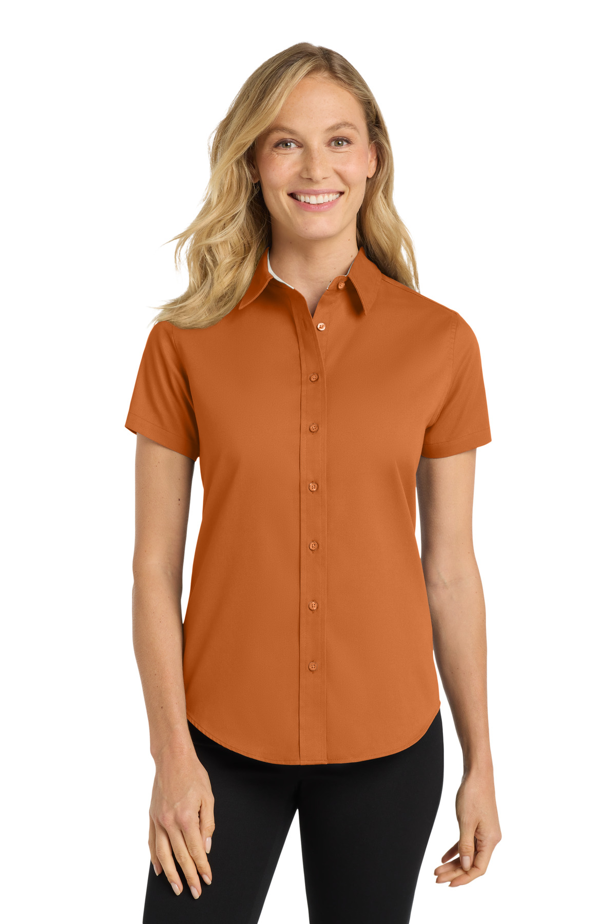 Port Authority L508 swatch in Texas Orange/ Light Stone