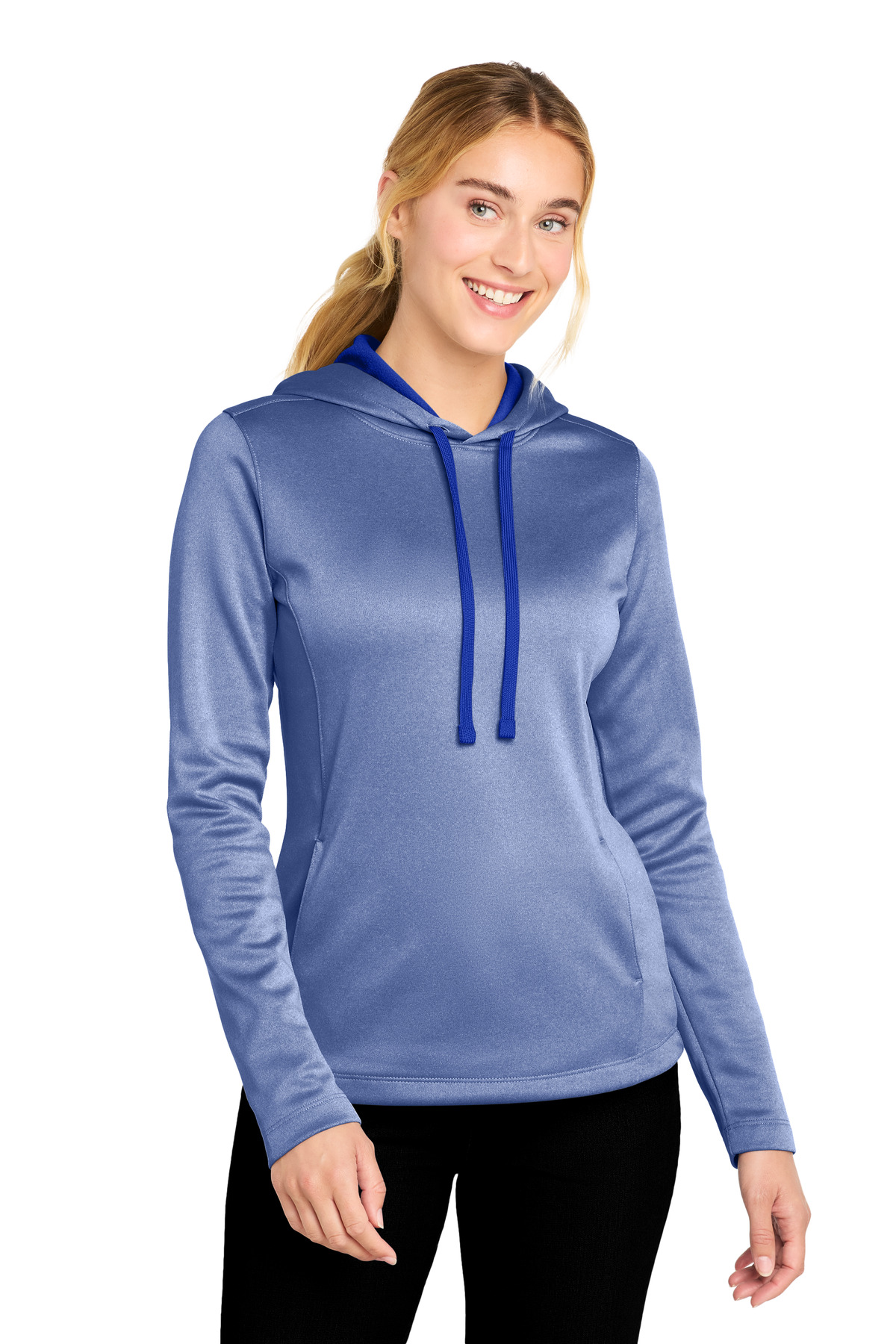 Sport-Tek Women's PosiCharge Sport-Wick Heather Fleece Hooded Pullover. LST264