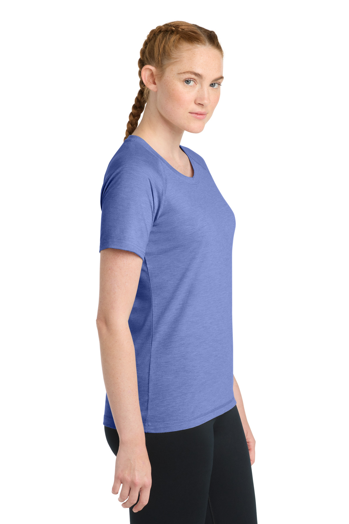 Sport-Tek Women's PosiCharge Tri-Blend Wicking Scoop Neck Raglan Tee. LST400
