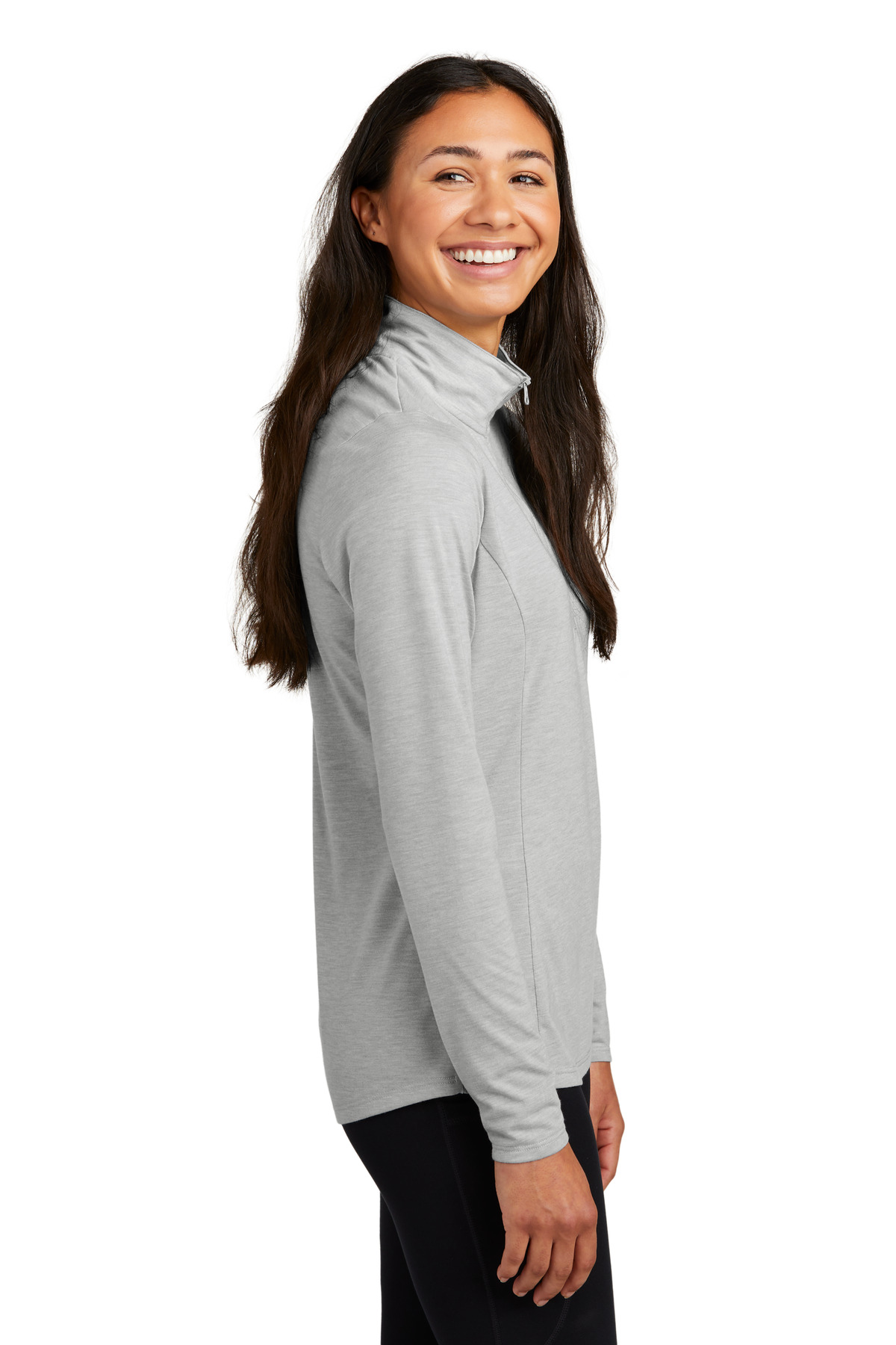 Sport-Tek Women's PosiCharge Tri-Blend Wicking 1/4-Zip Pullover. LST407