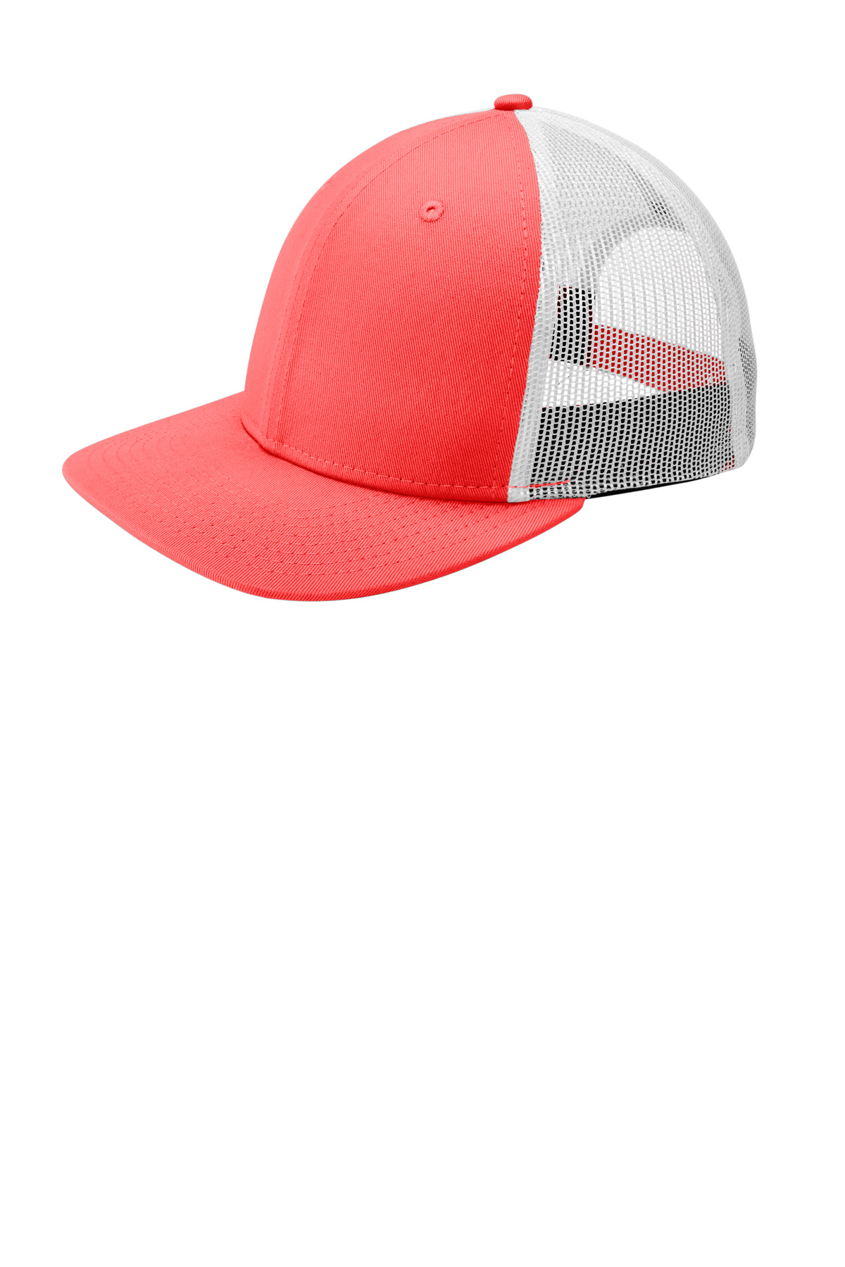Snapback Low Profile Trucker Cap - Coral/ White