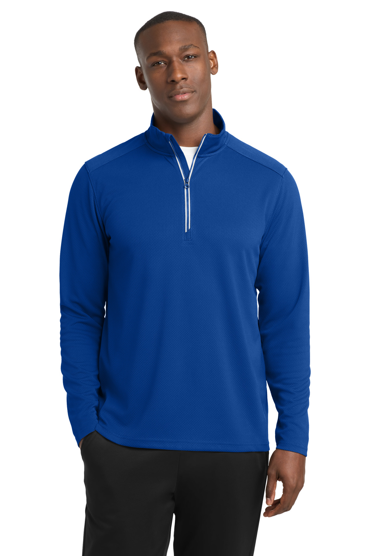 Sport-Tek Sport-Wick Textured 1/4-Zip Pullover. ST860