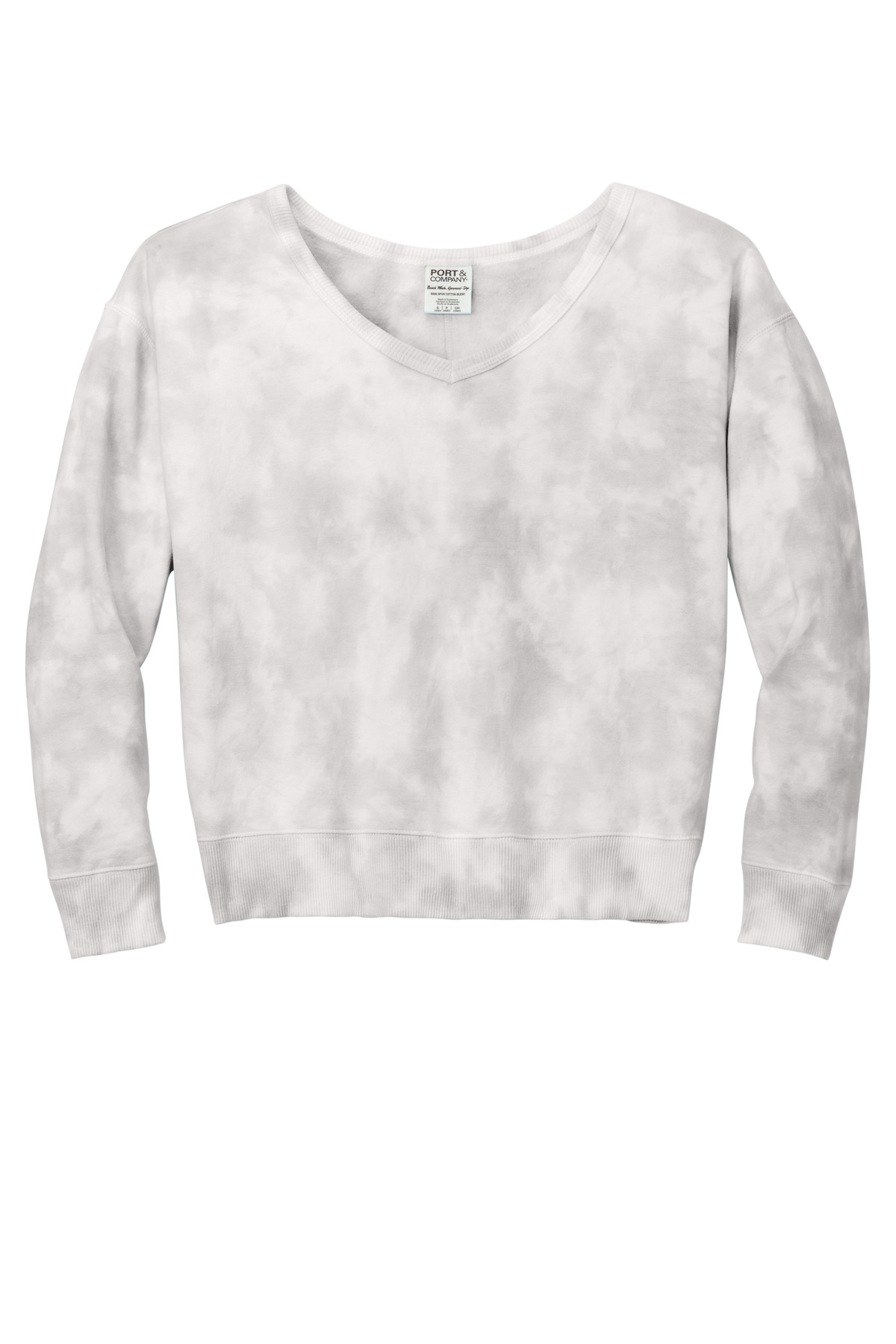 Port & Company Women's Beach Wash Cloud Tie-Dye V-Neck Sweatshirt LPC140V