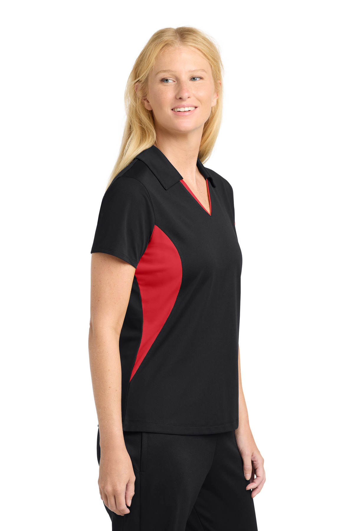 Sport-Tek Women's Side Blocked Micropique Sport-Wick Polo. LST655