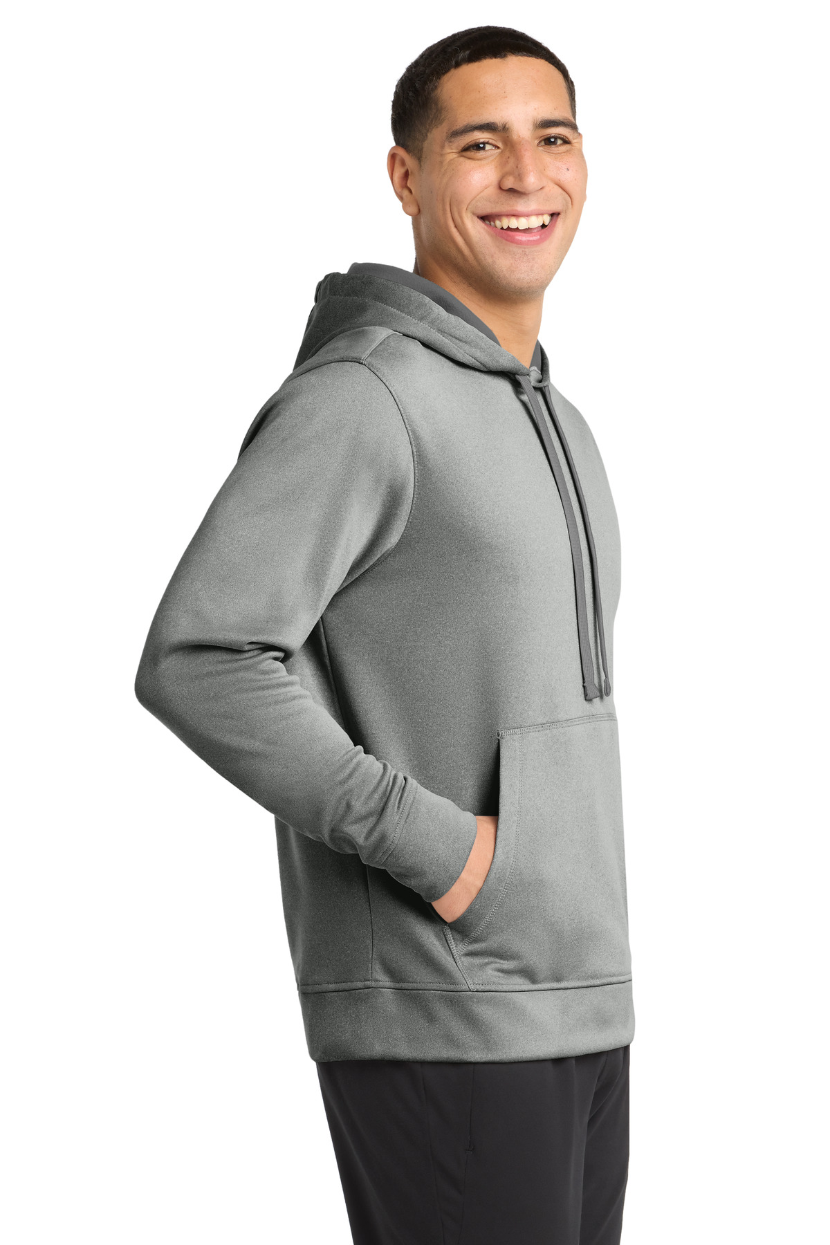 Sport-Tek PosiCharge Sport-Wick Heather Fleece Hooded Pullover. ST264