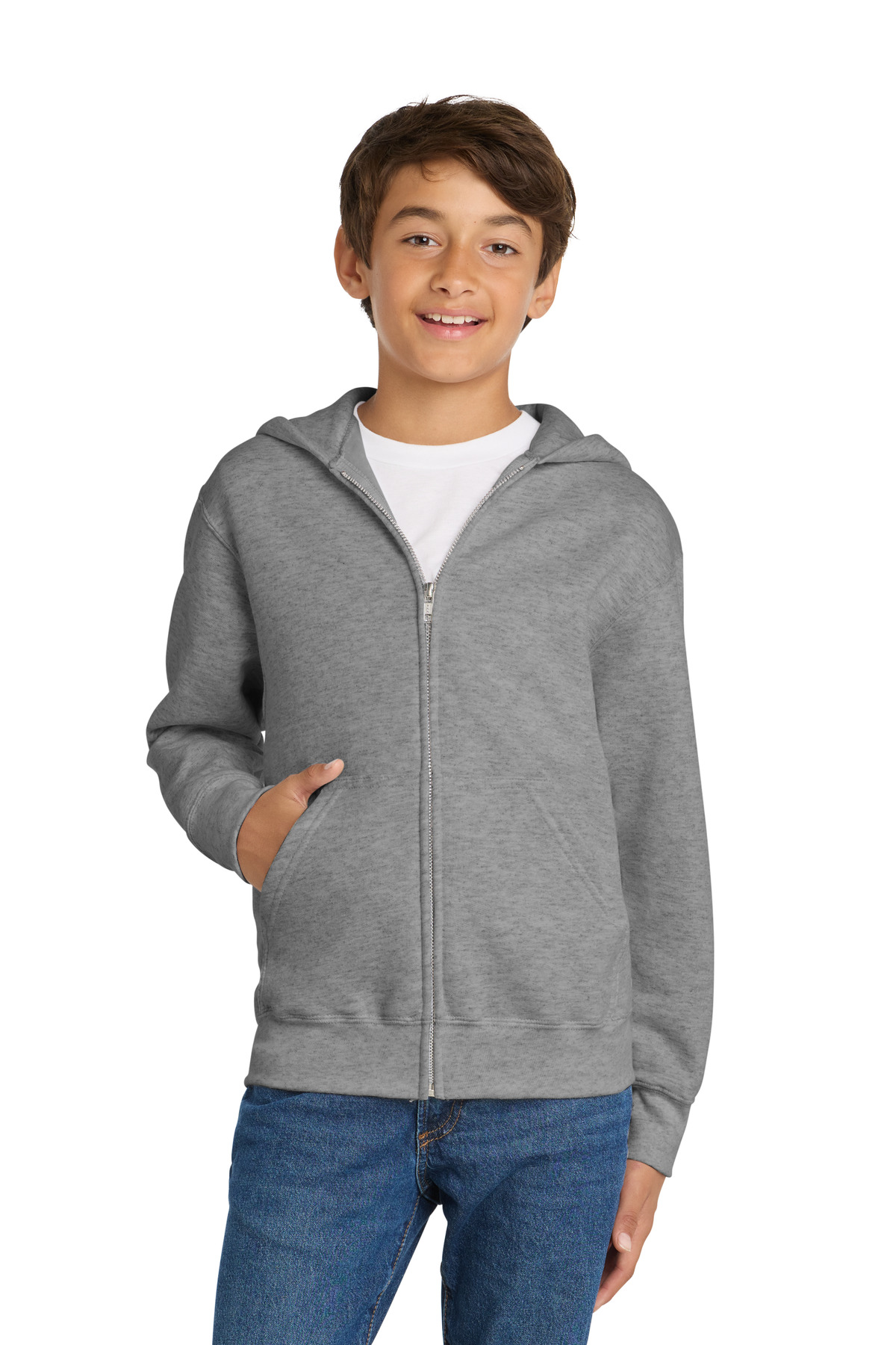 Port & Co Ôäó  Youth Core Fleece Full-Zip Hooded Sweatshirt.  PC90YZH