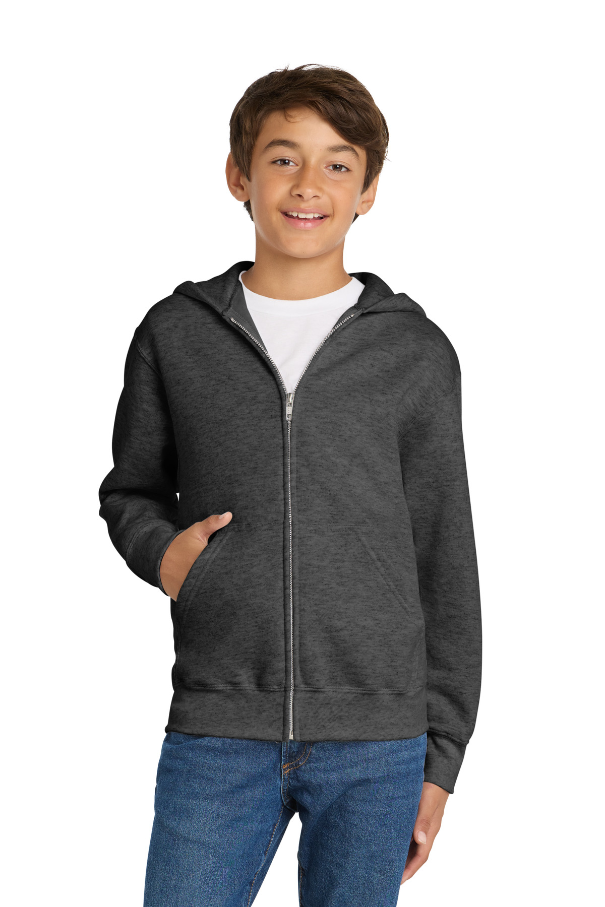 Port & Co   Youth Core Fleece Full-Zip Hooded Sweatshirt.  PC90YZH