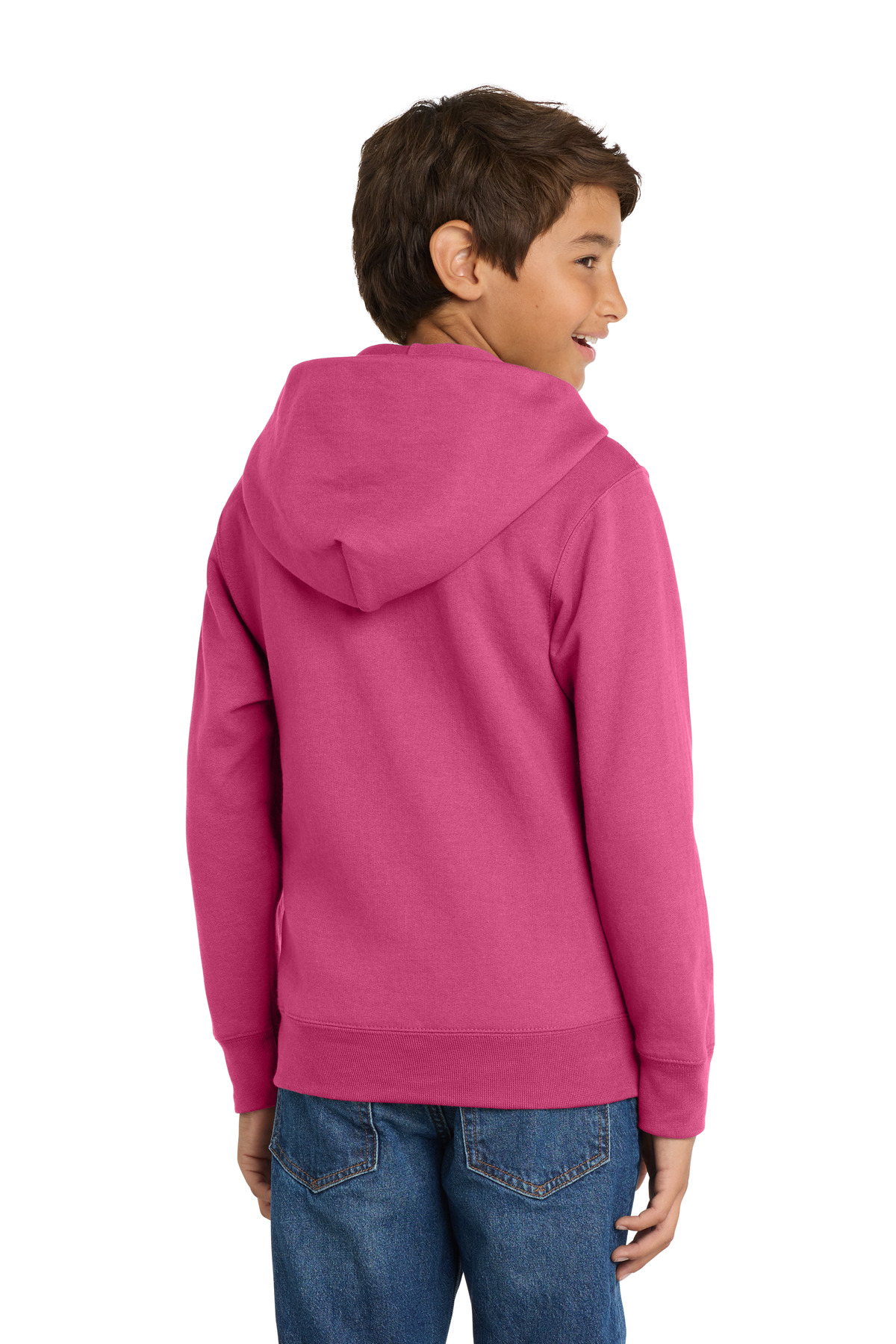 Port & Co Youth Core Fleece Full-Zip Hooded Sweatshirt. PC90YZH