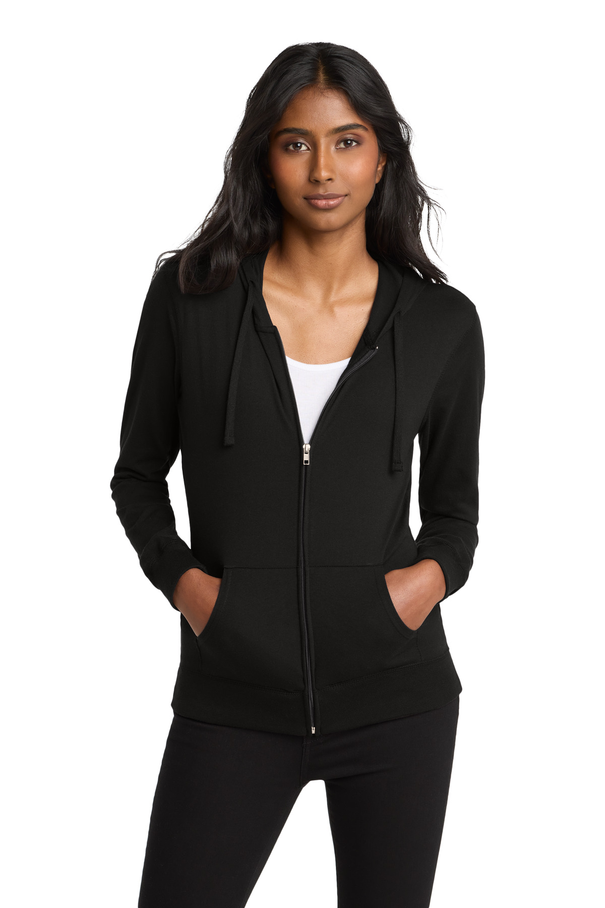 District Women‘s Fitted Jersey Full-Zip Hoodie-District