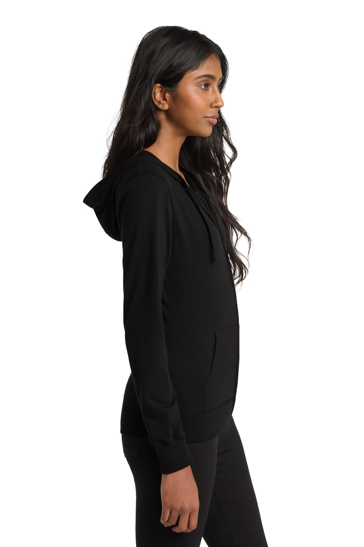 District Women's Fitted Jersey Full-Zip Hoodie. DT2100