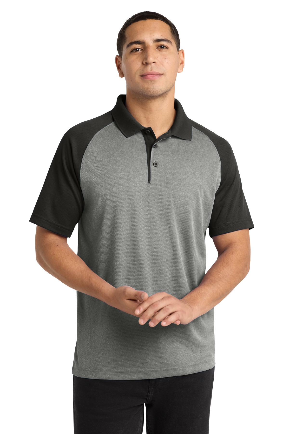 Sport-Tek Hospitality Polos & Knits ® PosiCharge ® RacerMesh ® Raglan Heather Block Polo.-Sport-Tek