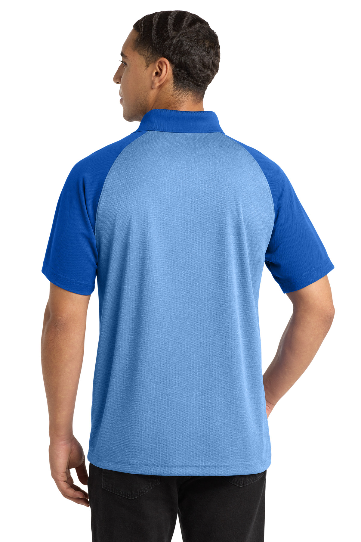 Sport-Tek PosiCharge RacerMesh Raglan Heather Block Polo. ST641