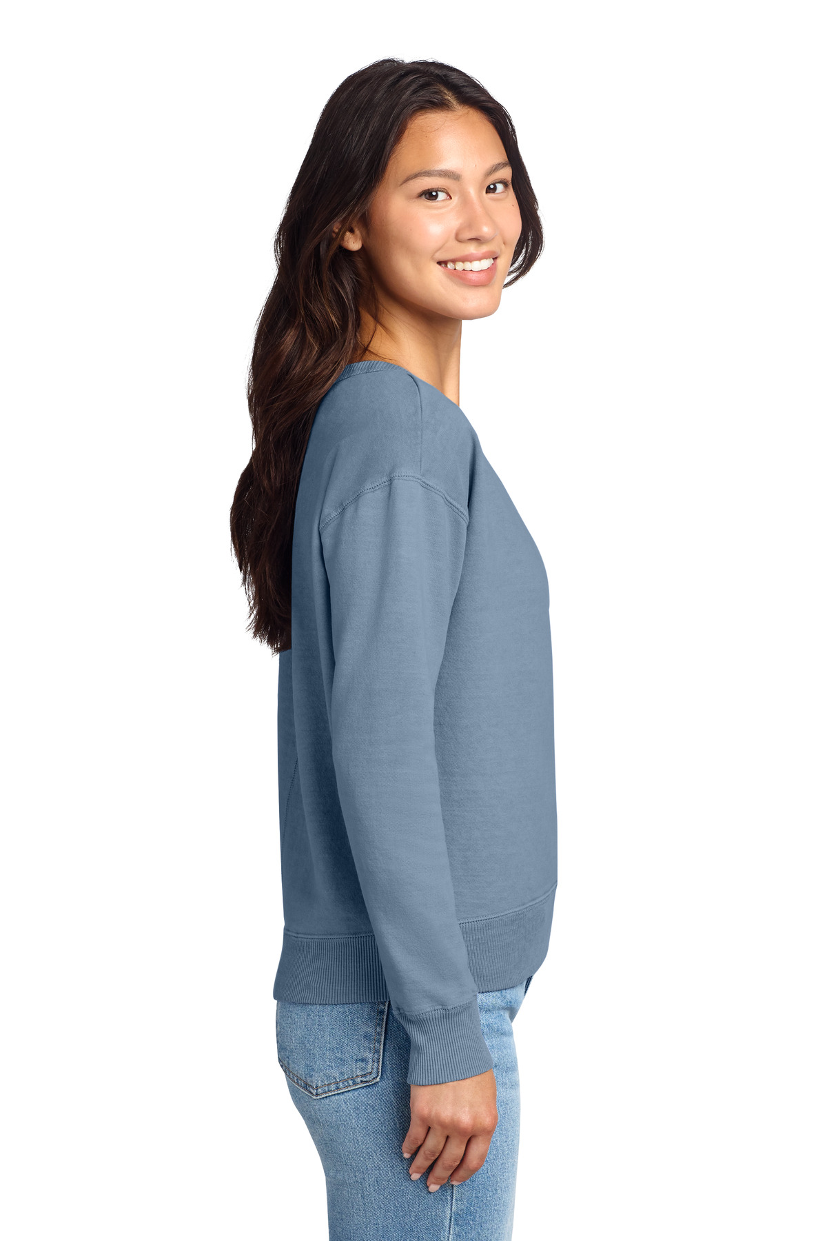 Port & Co Women's Beach Wash Garment-Dyed V-Neck Sweatshirt LPC098V