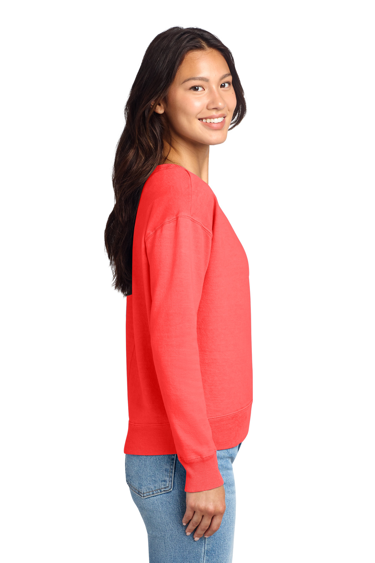 Port & Co Women's Beach Wash Garment-Dyed V-Neck Sweatshirt LPC098V
