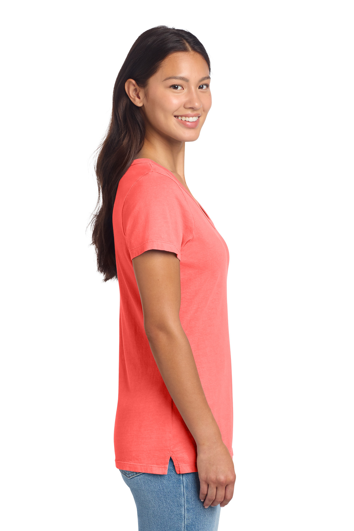 Port & Co Women's Beach Wash Garment-Dyed V-Neck Tee LPC099V