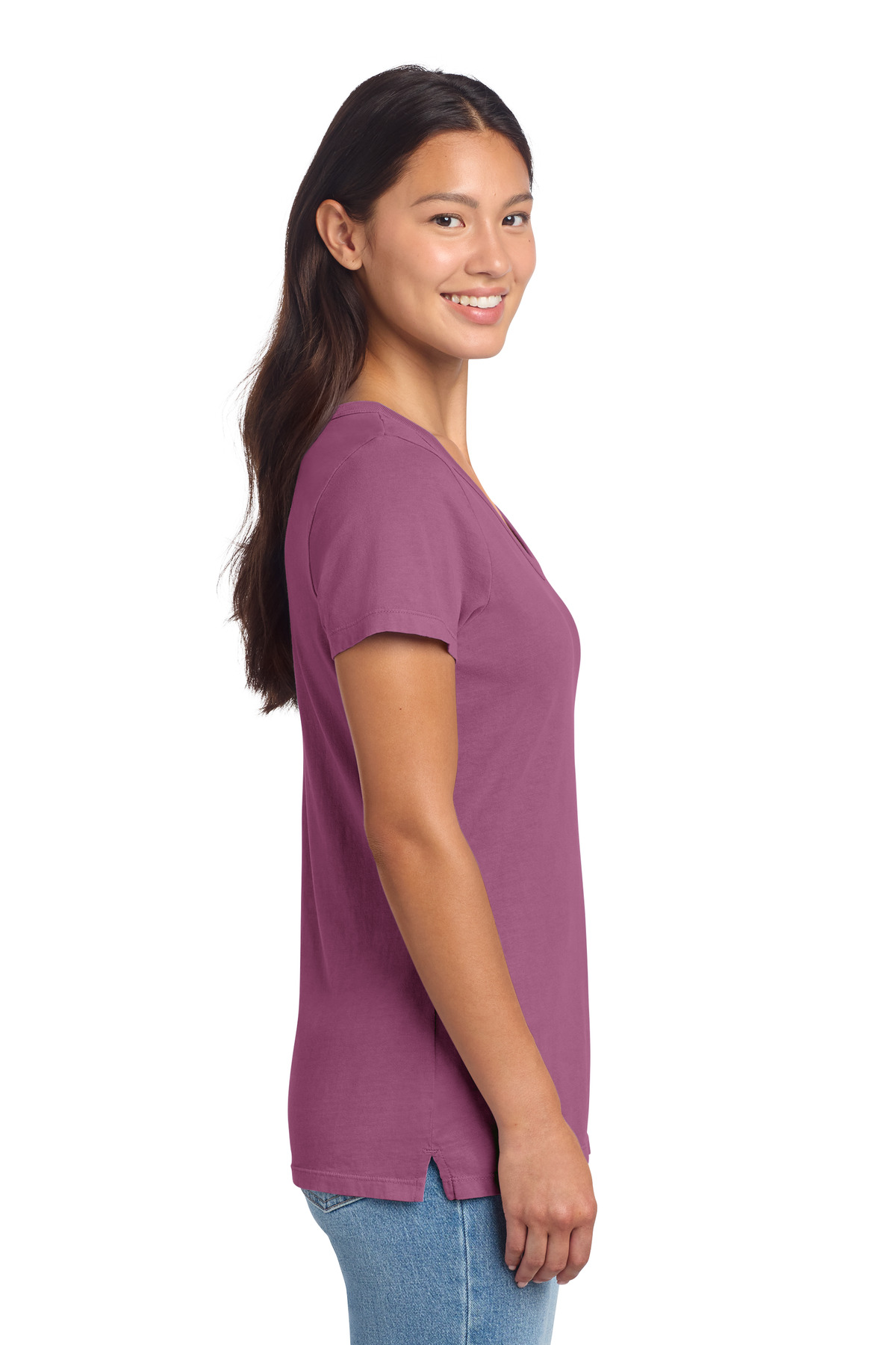 Port & Co Women's Beach Wash Garment-Dyed V-Neck Tee LPC099V
