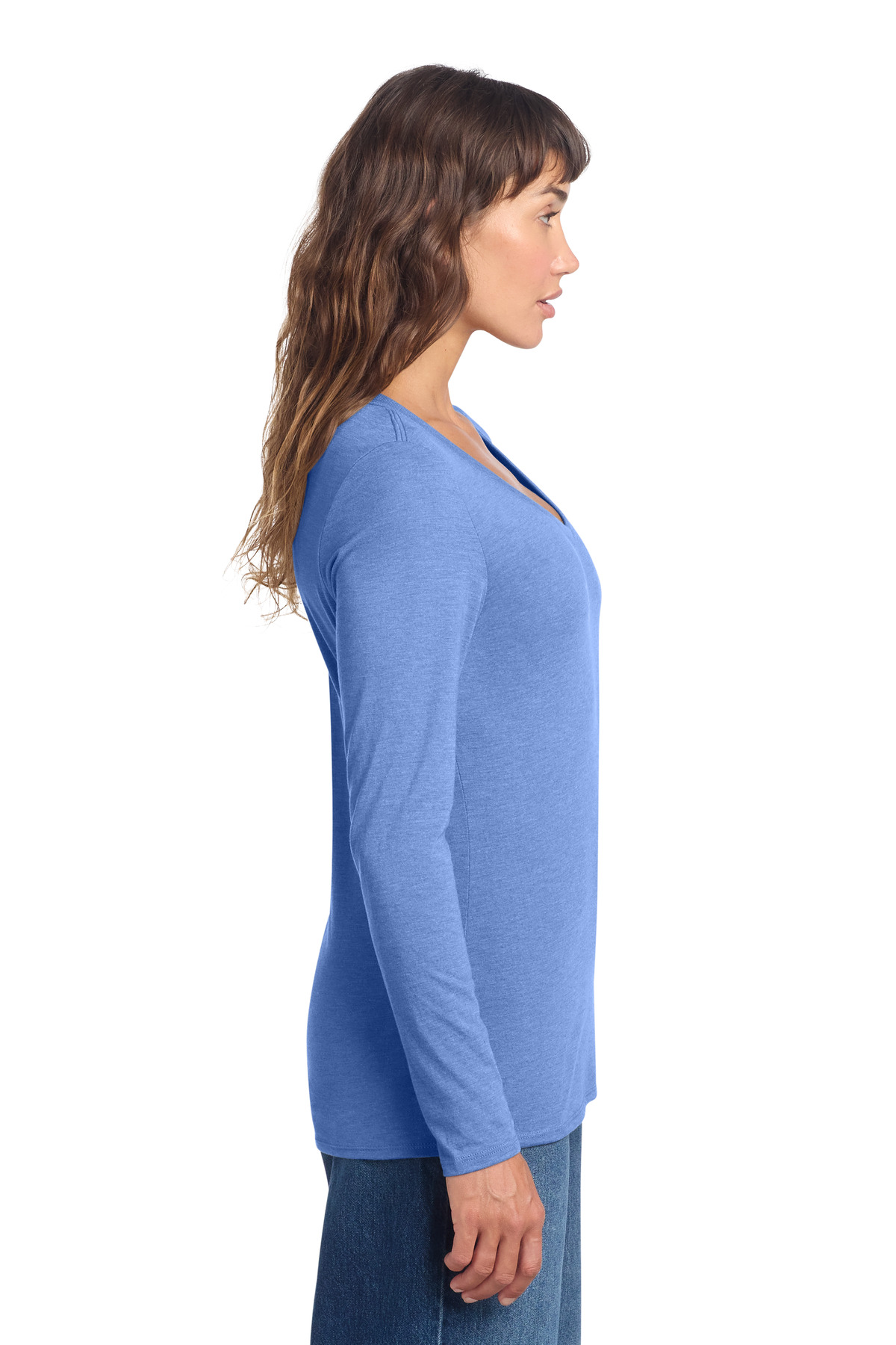 District Women's Perfect Tri Long Sleeve V-Neck Tee DT135