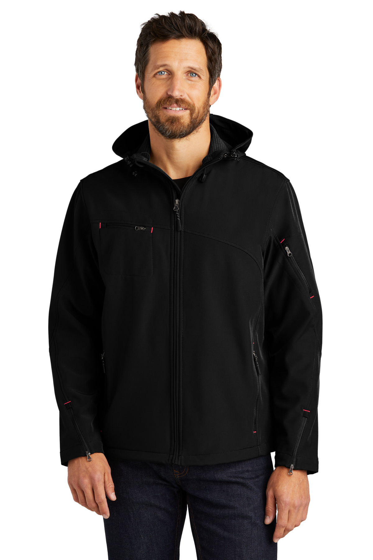 Port Authority Hospitality Outerwear ® Textured Hooded Soft Shell Jacket.-Port Authority
