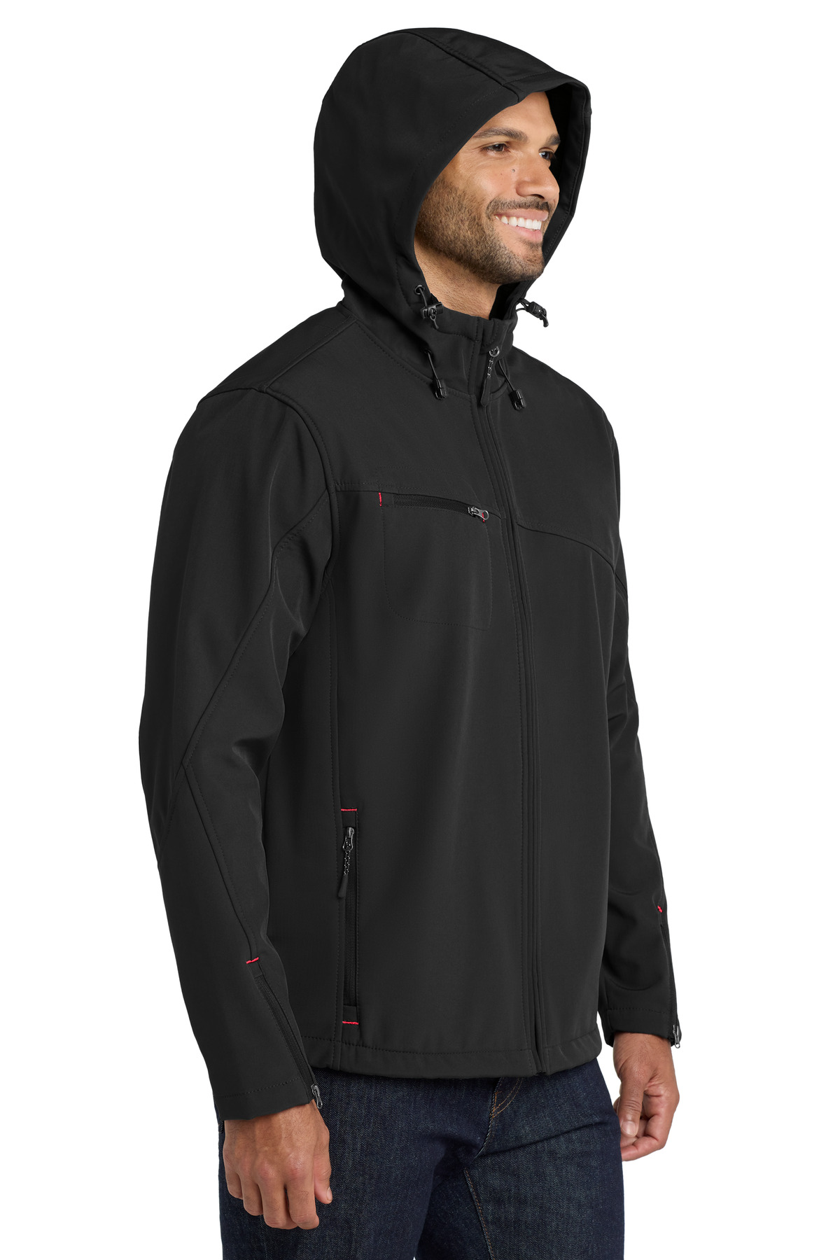 Port Authority Textured Hooded Soft Shell Jacket. J706
