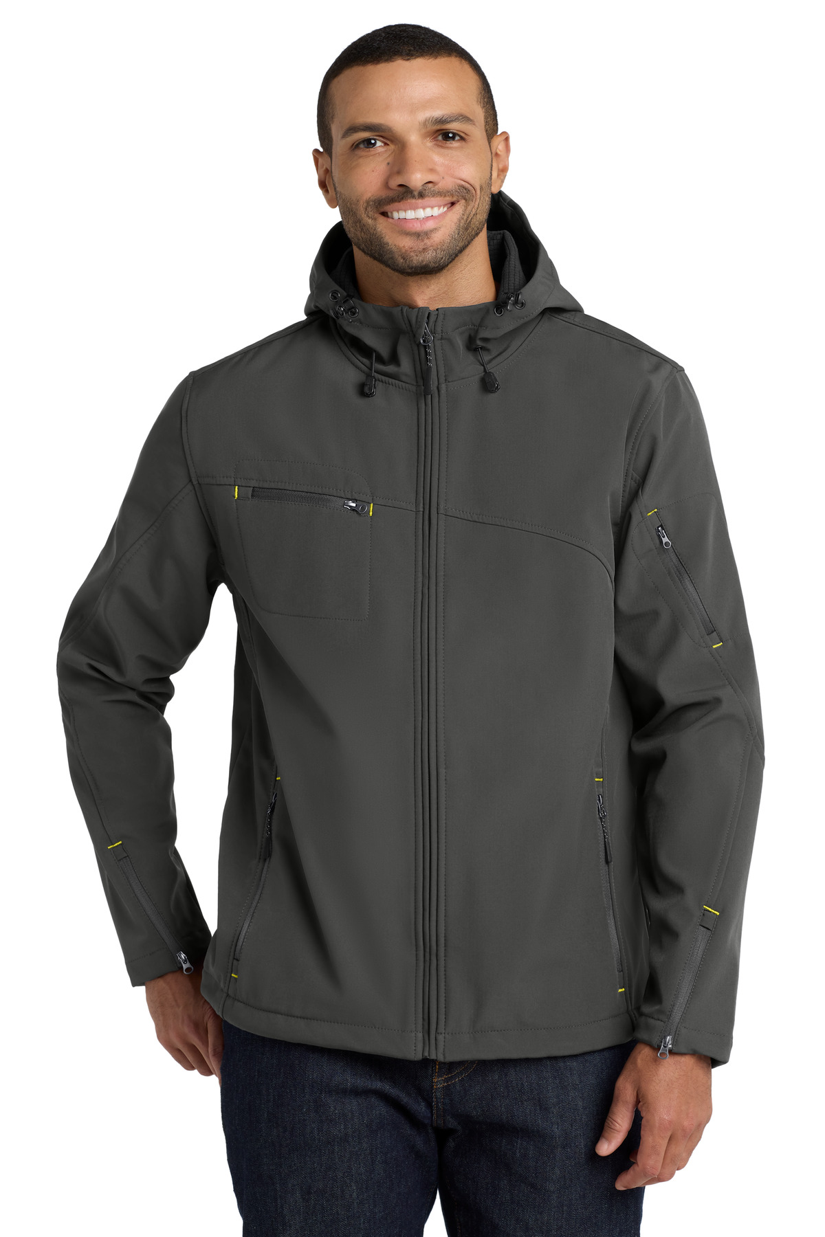 Port Authority ® Textured Hooded Soft Shell Jacket. J706 - Image 2