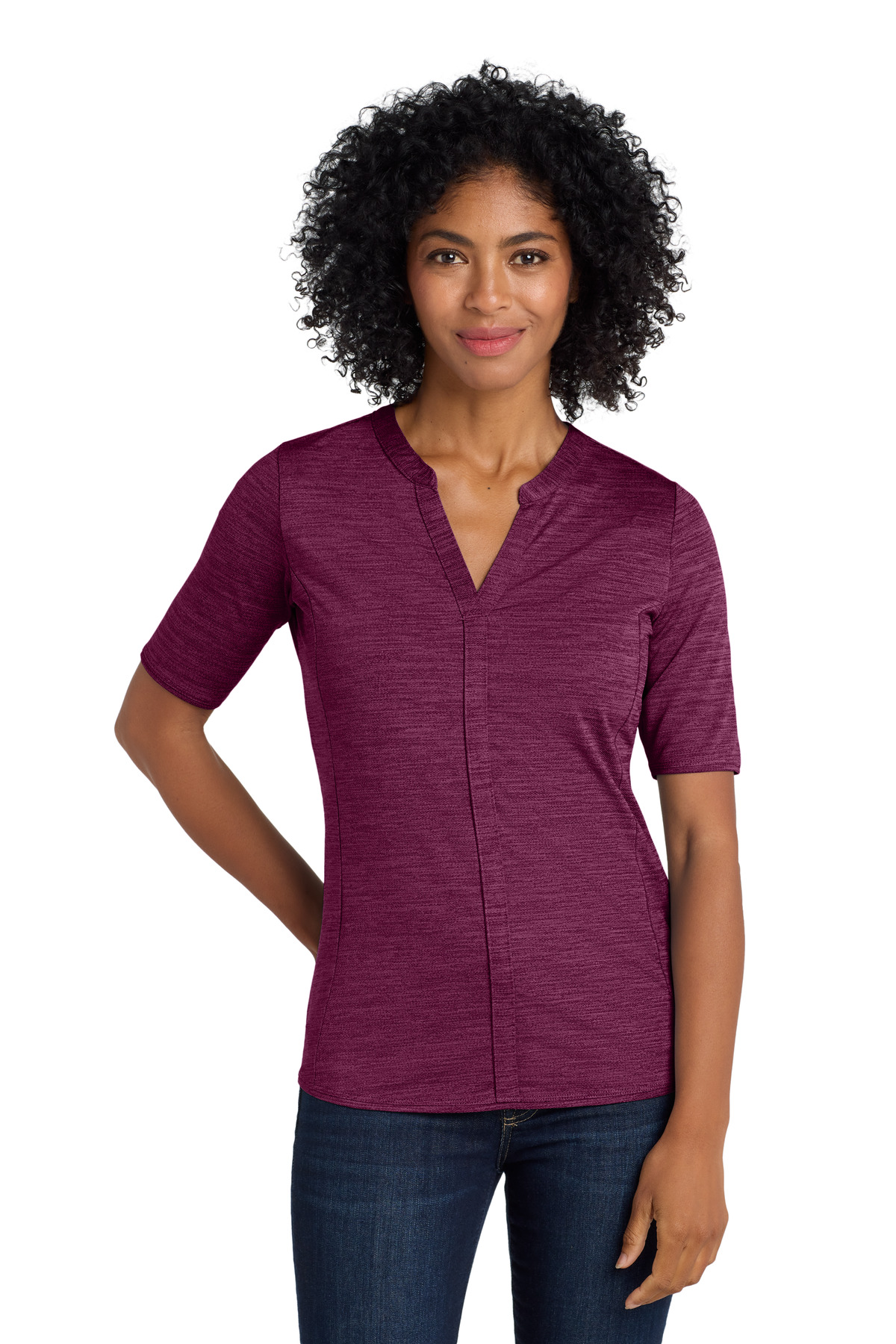 DISCONTINUED Port Authority  Women's Stretch Heather Open Neck Top  LK583