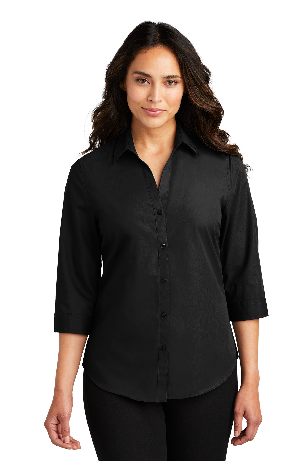 Port Authority Ladies 3/4-Sleeve Carefree Poplin Shirt-