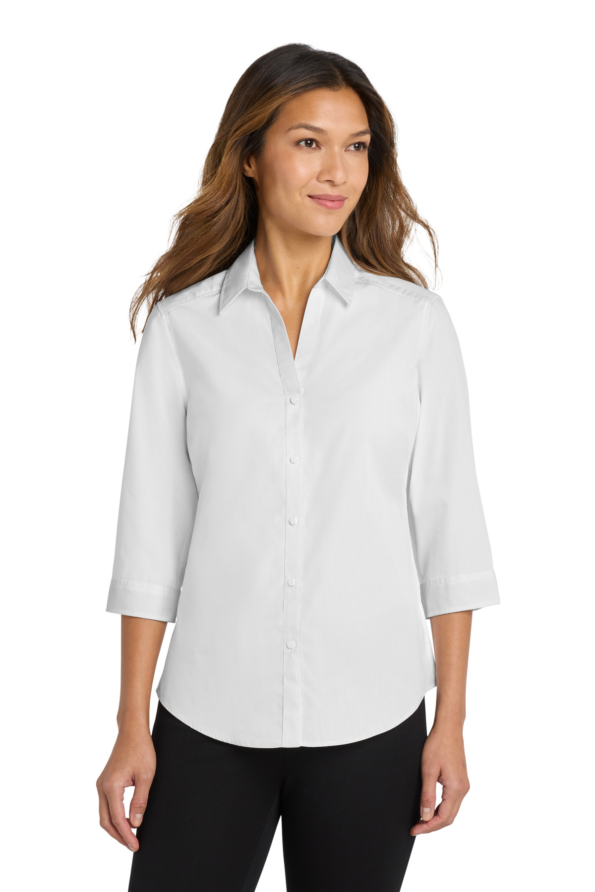 Port Authority ® Women's 3/4-Sleeve Carefree Poplin Shirt. LW102 - Image 2