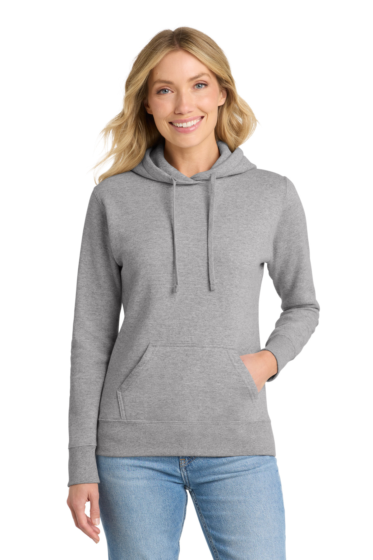 Port & Co ™  Women's Core Fleece Pullover Hooded Sweatshirt LPC78H - Front Model