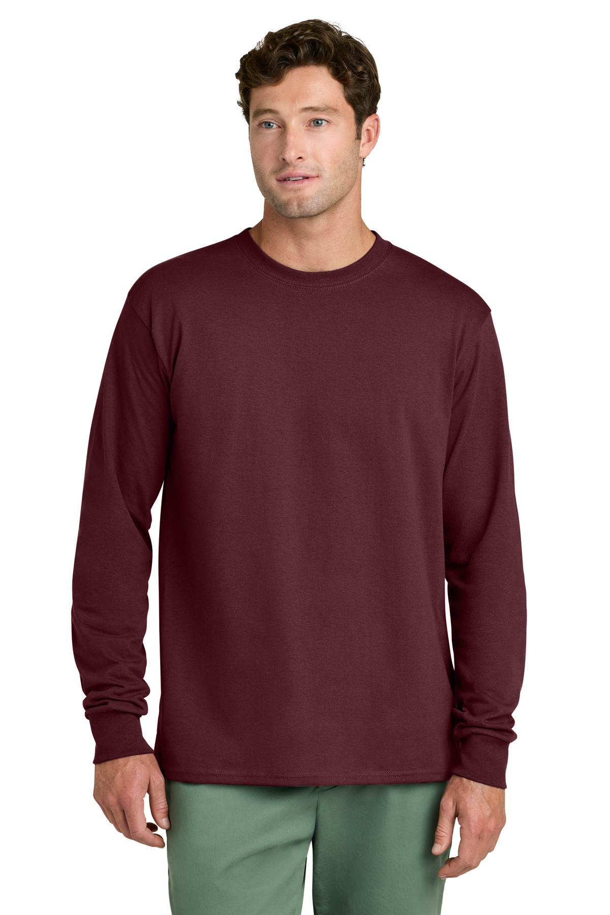 Port & Co ™ Long Sleeve Core Cotton Tee. PC54LS - Athletic Maroon