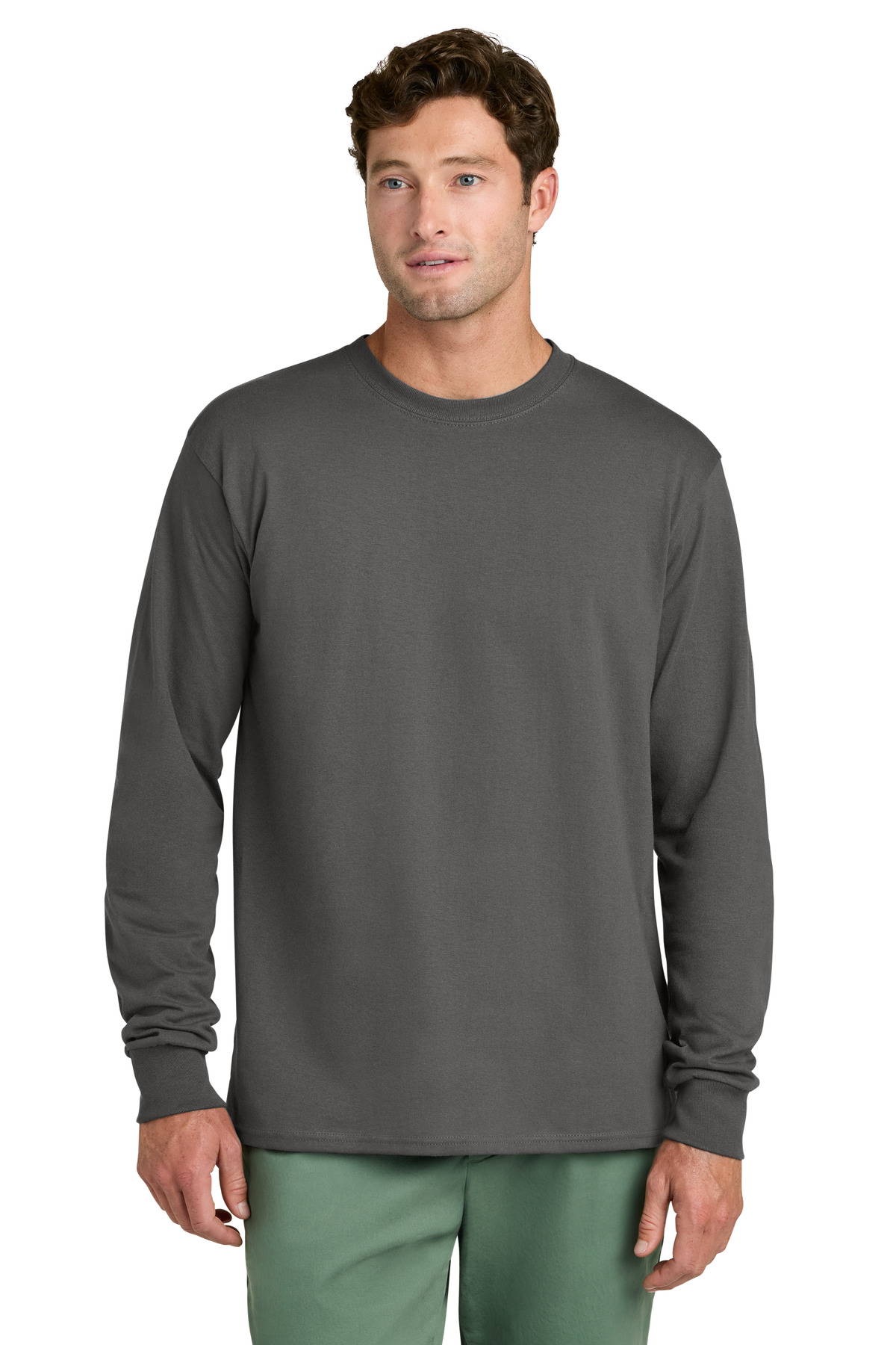 Port & Co ™ Long Sleeve Core Cotton Tee. PC54LS - Charcoal