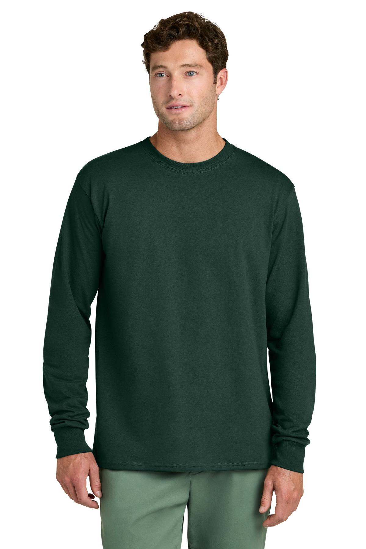 Port & Co ™ Long Sleeve Core Cotton Tee. PC54LS - Dark Green
