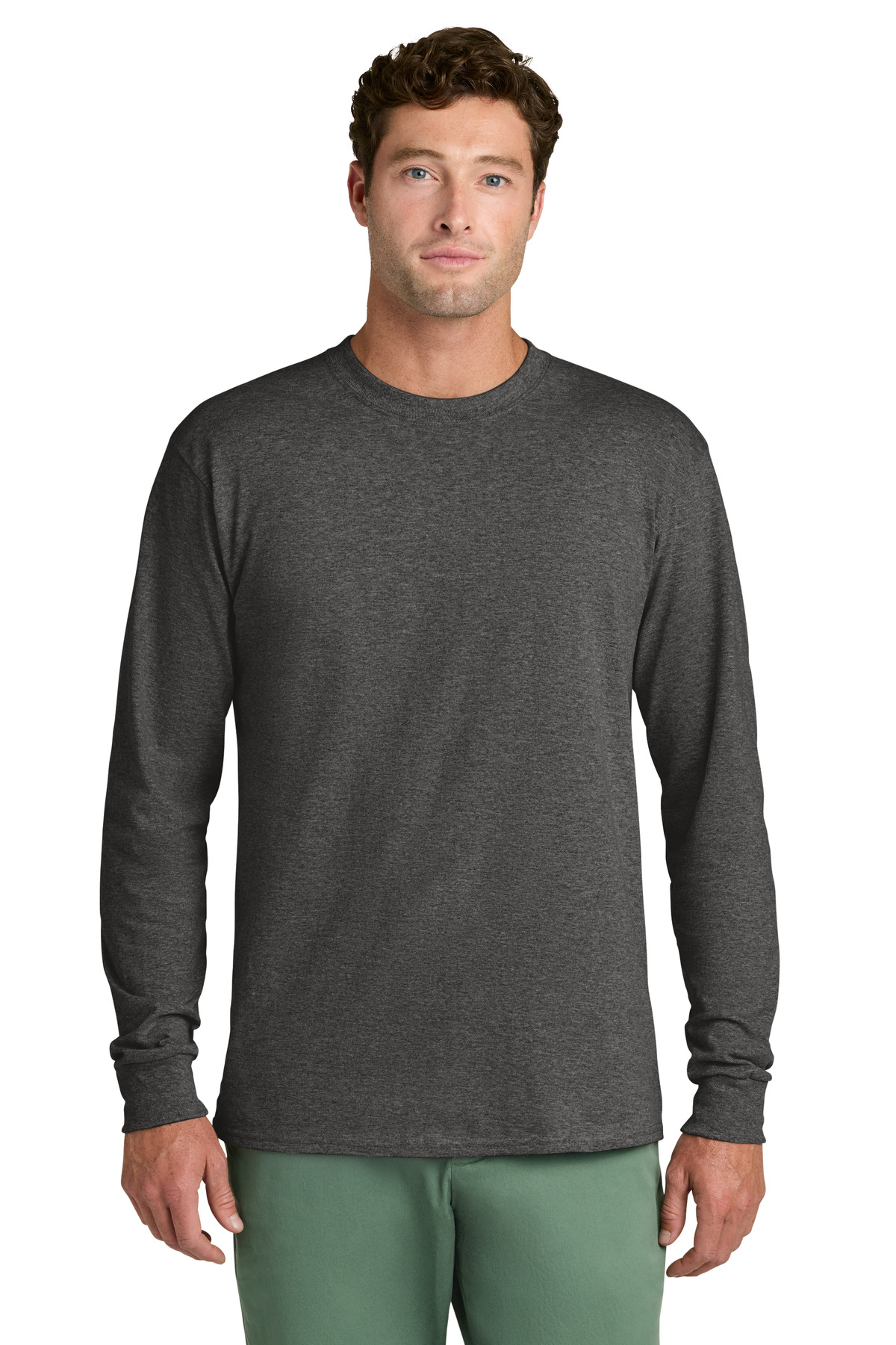 Port & Co ™ Long Sleeve Core Cotton Tee. PC54LS - Dark Heather Grey