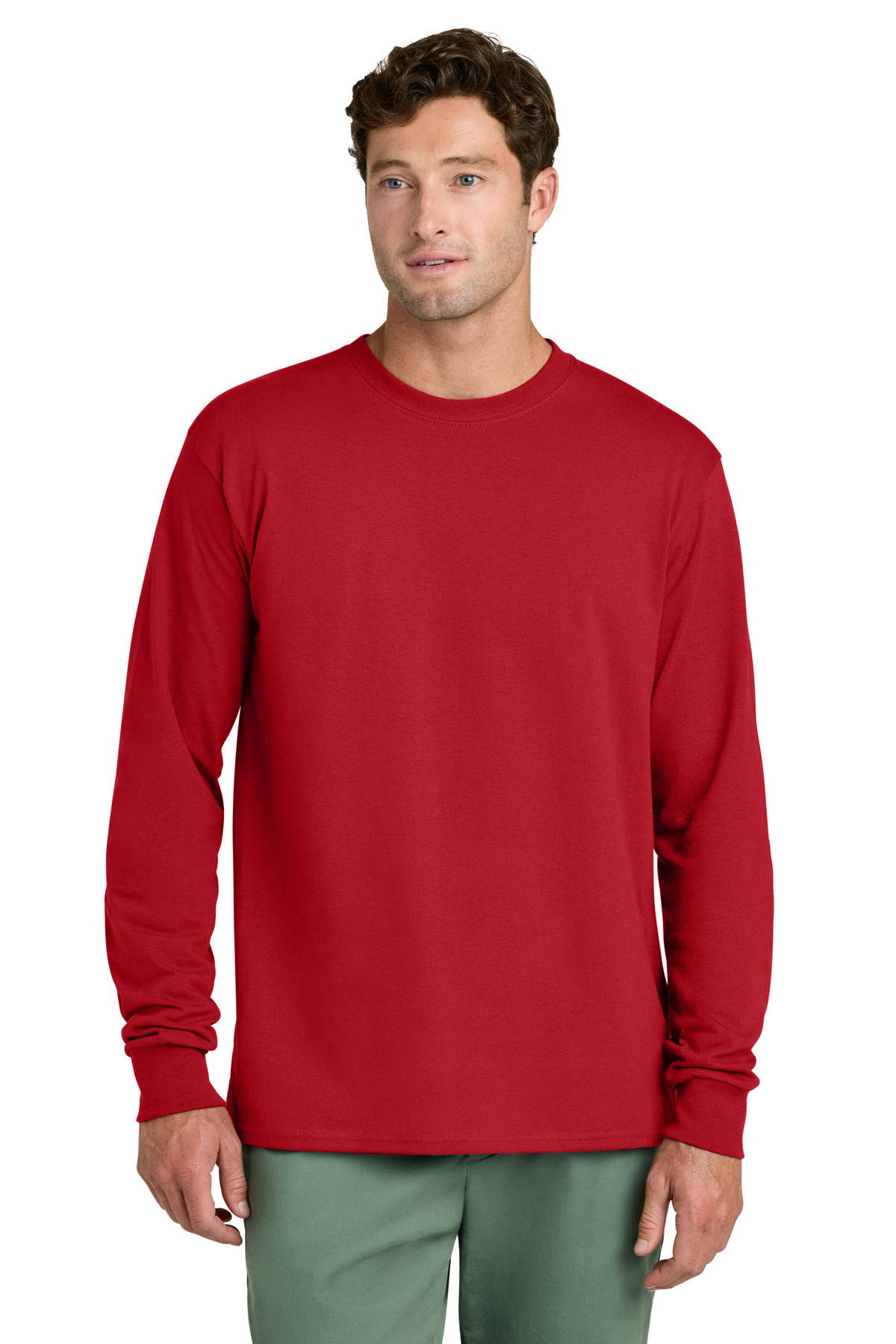 Port & Co ™ Long Sleeve Core Cotton Tee. PC54LS - Red