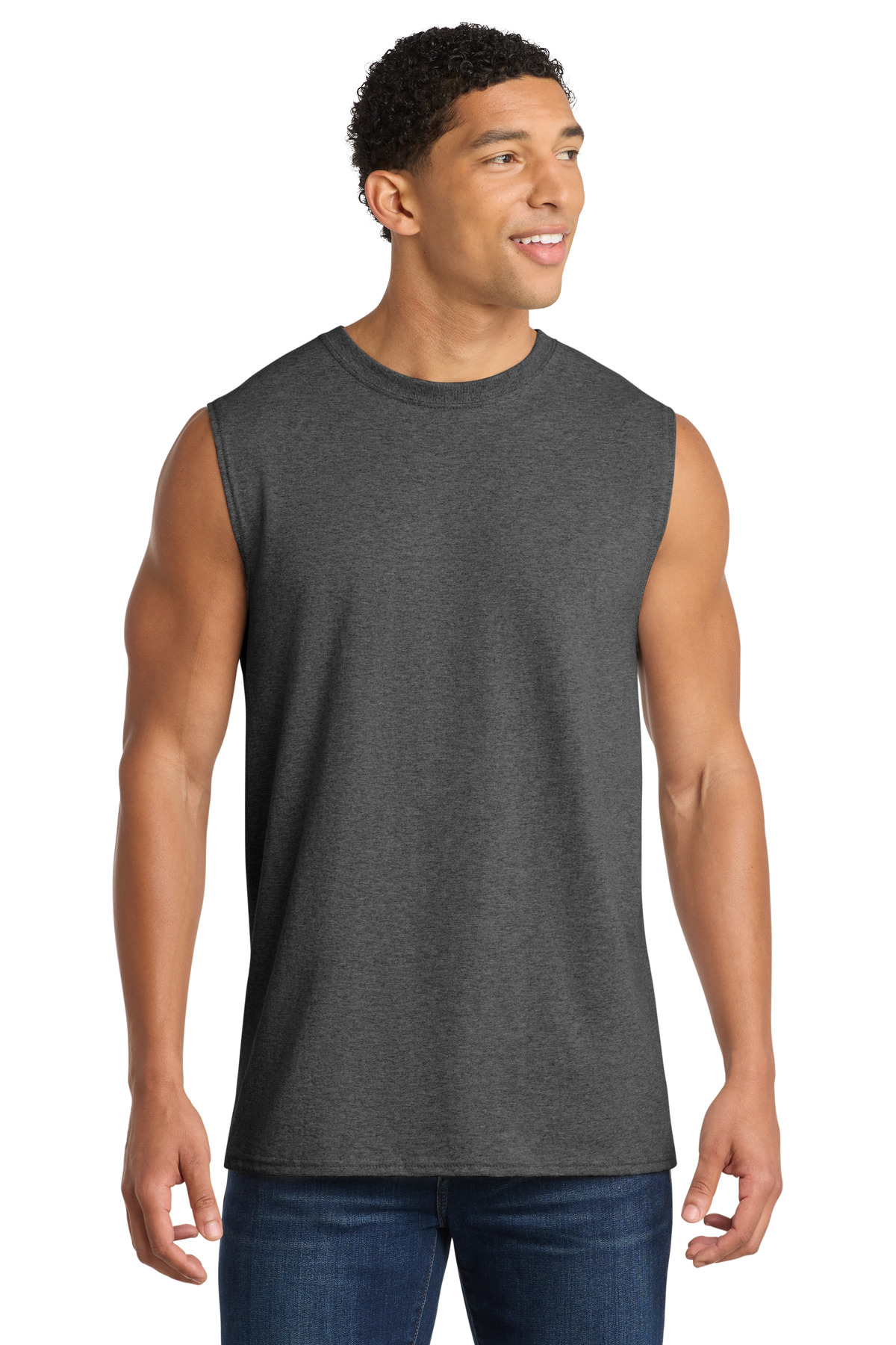 Port & Co ™ Core Cotton Sleeveless Tee. PC54SL - Dark Heather Grey