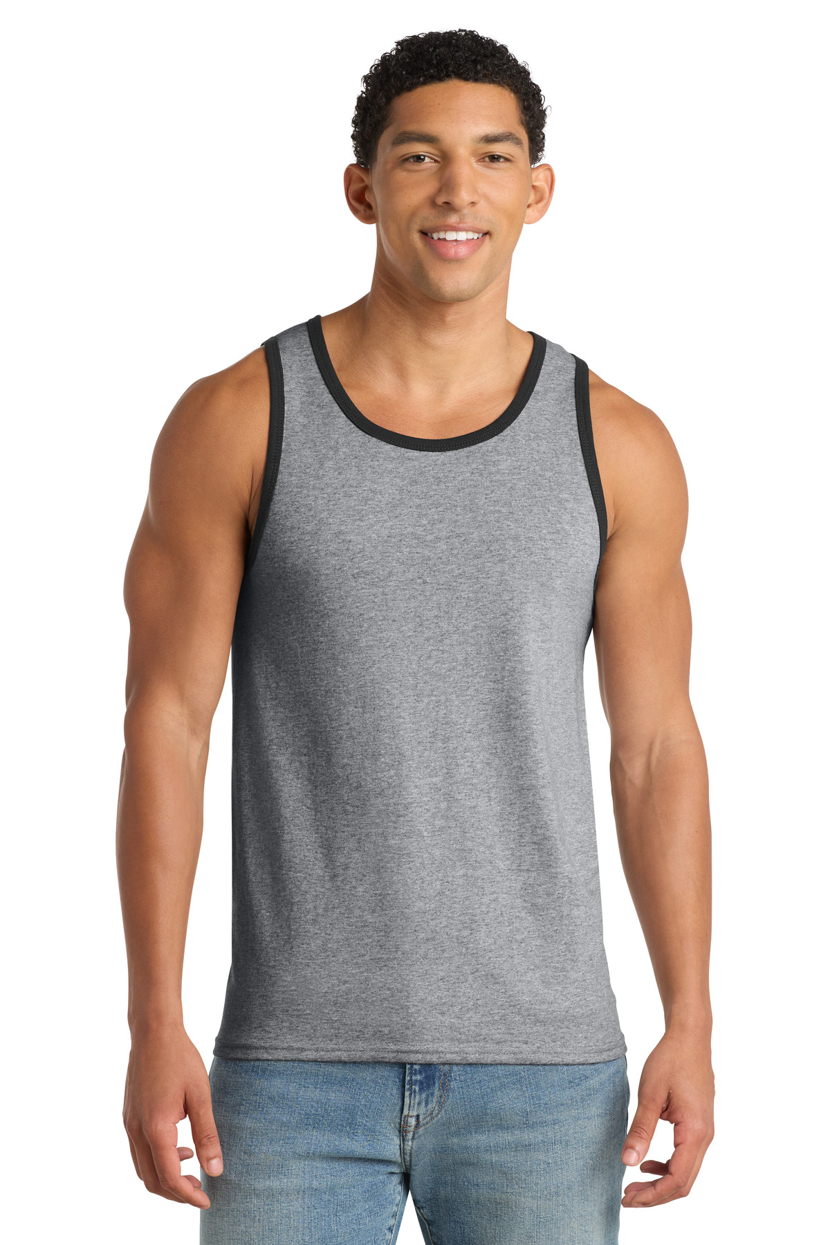 Port & Co PC54TT swatch in Athletic Heather/ Jet Black