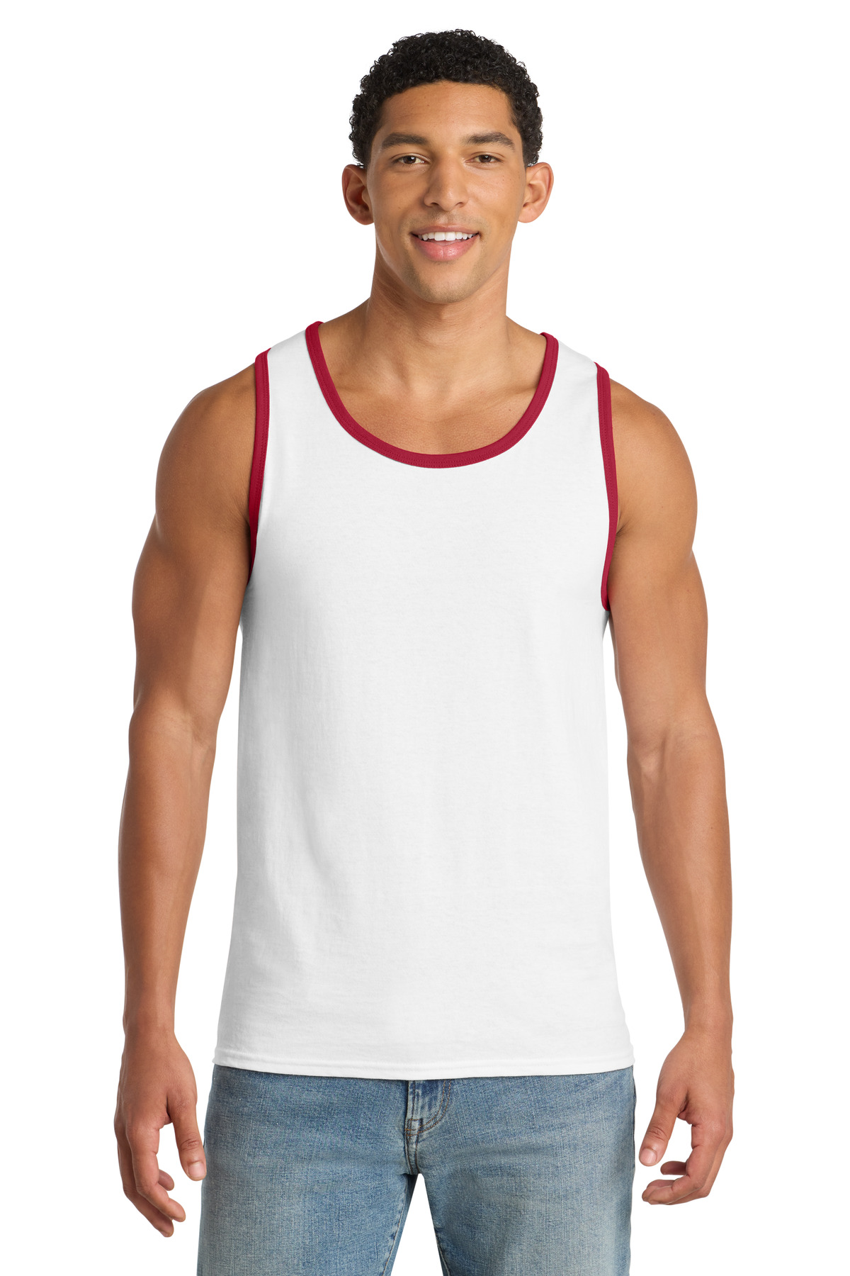 Port & Co PC54TT swatch in White/ Red