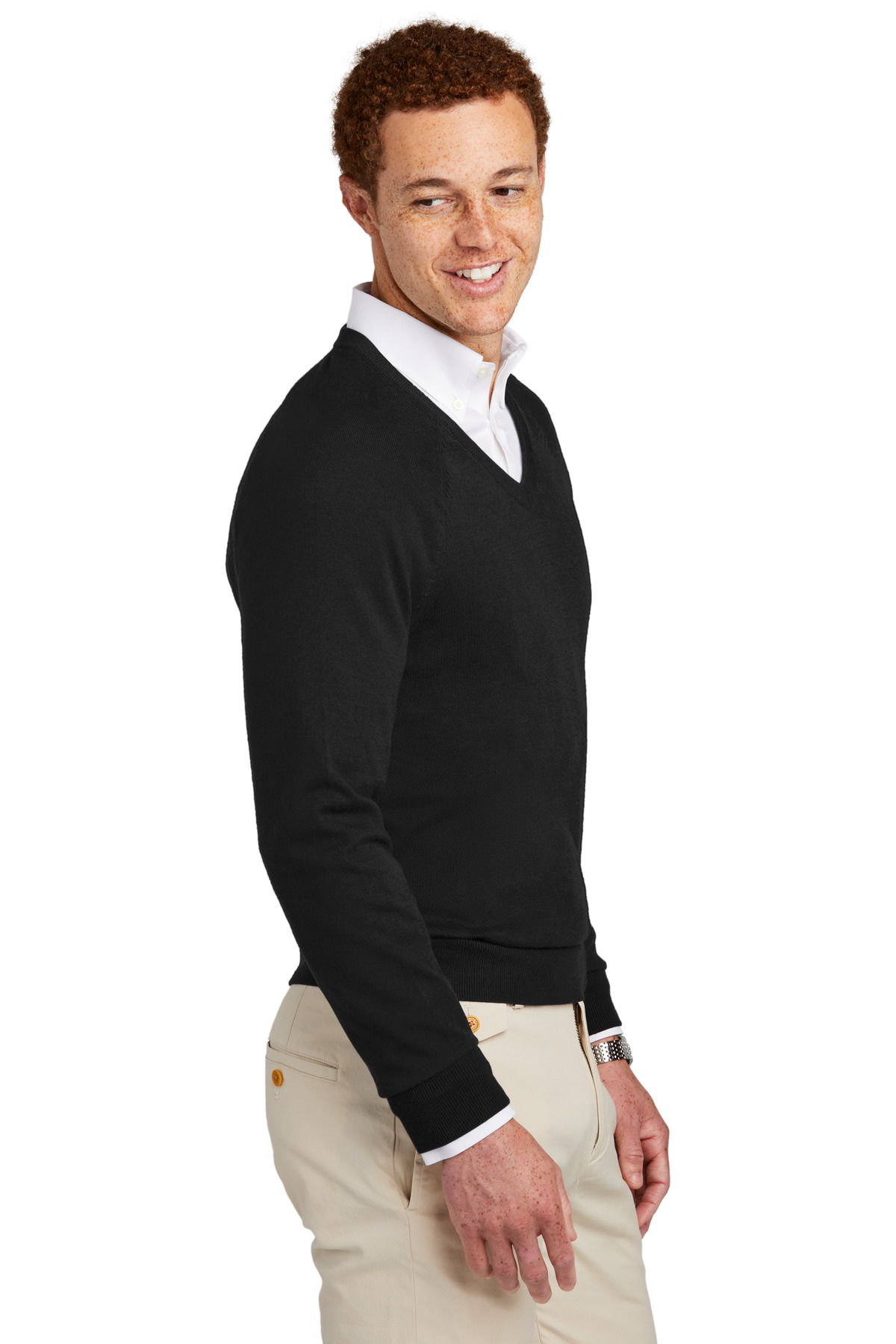 Brooks Brothers Cotton Stretch V-Neck Sweater BB18400