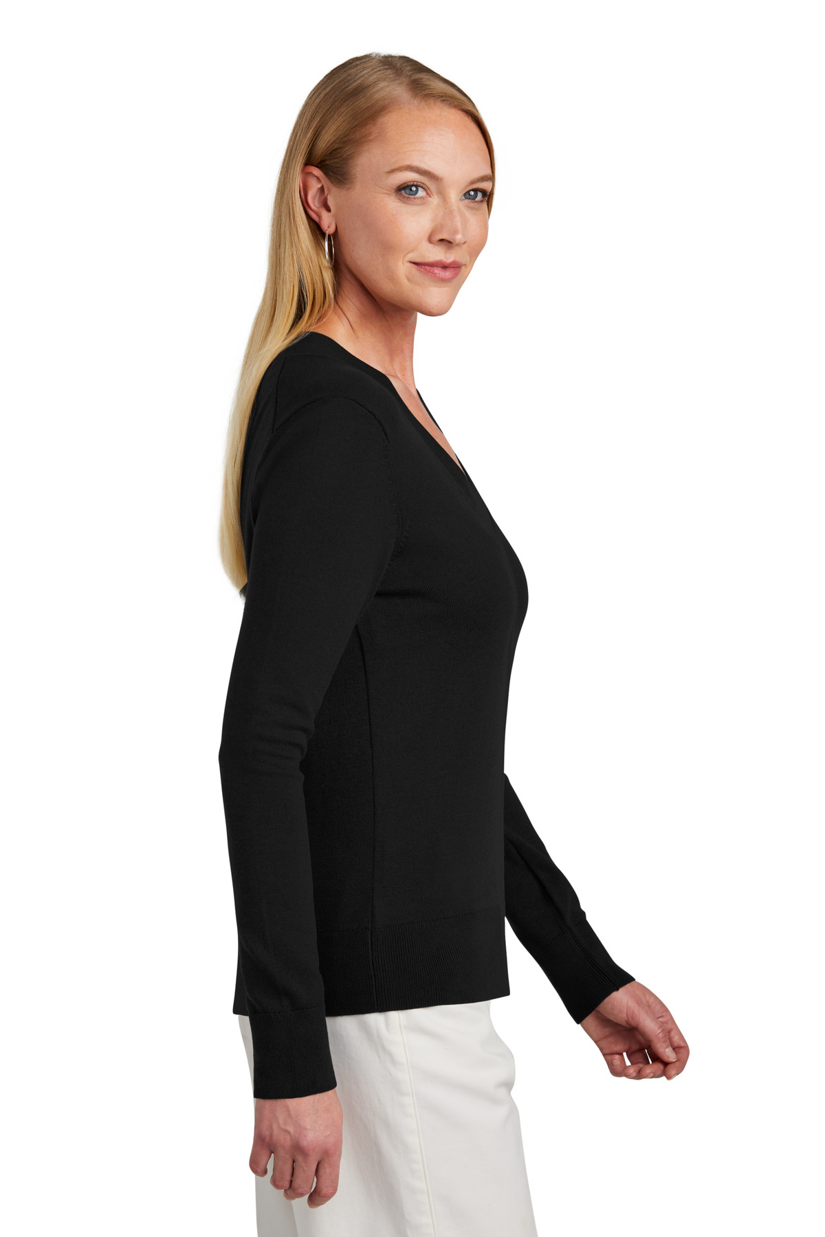 Brooks Brothers Women's Cotton Stretch V-Neck Sweater BB18401