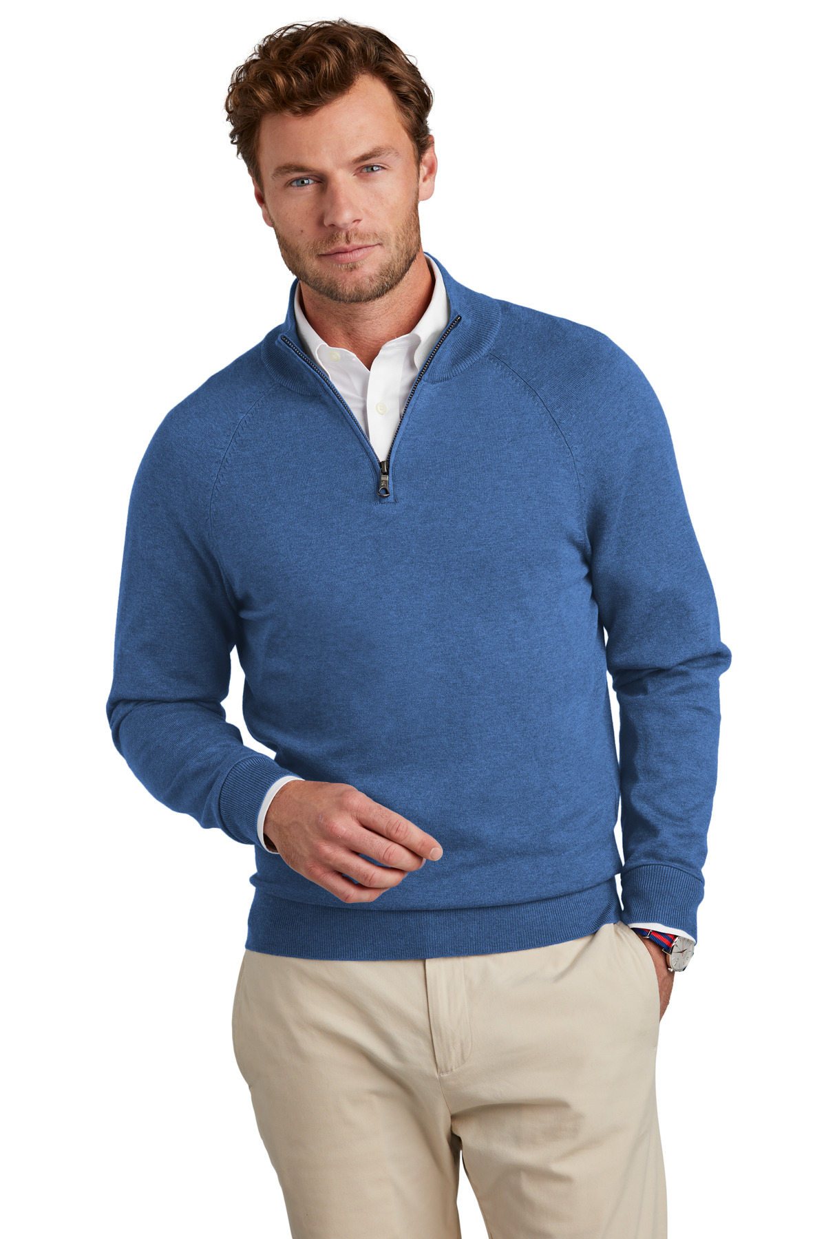 Brooks Brothers Cotton Stretch 1/4-Zip Sweater-