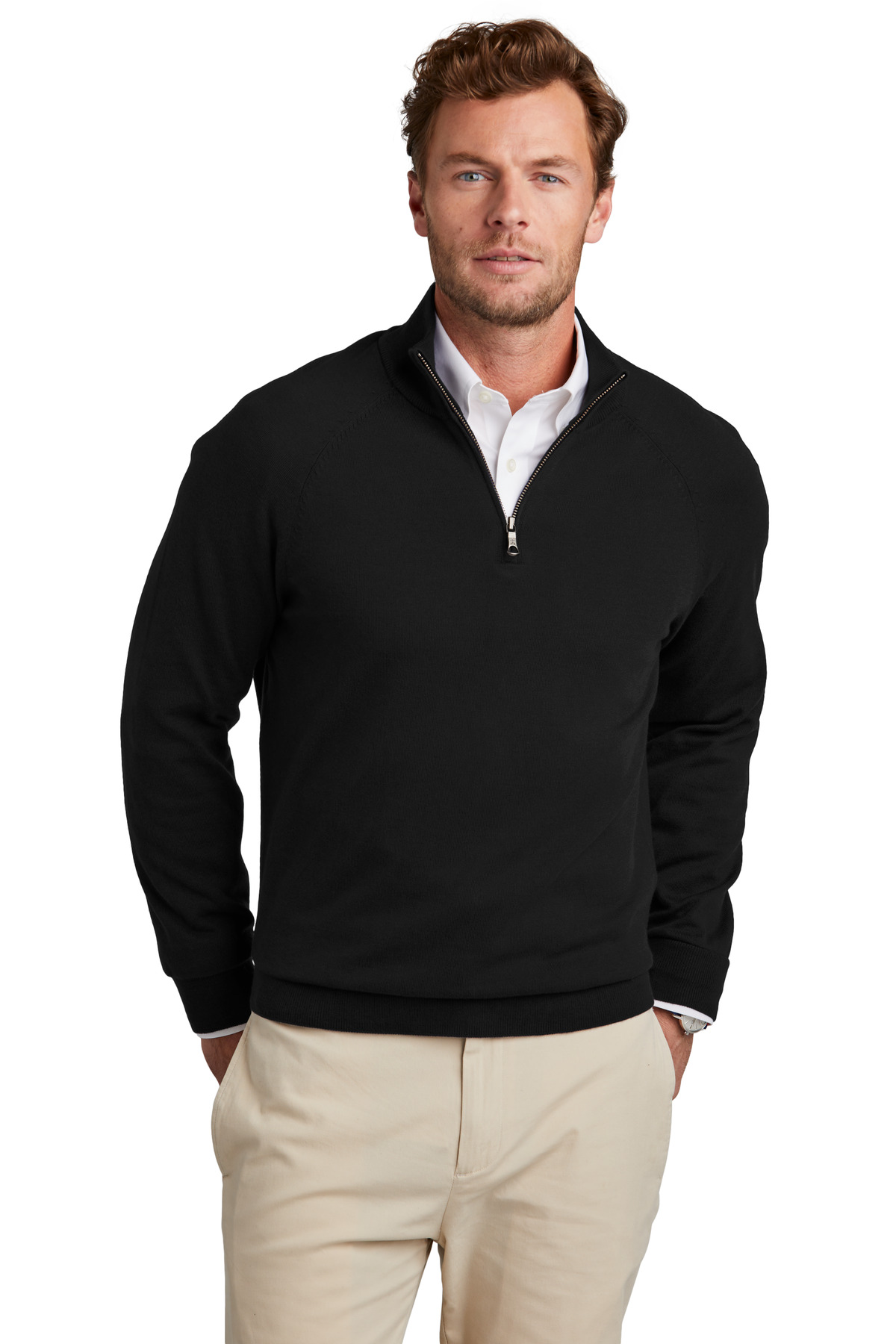 Brooks Brothers Cotton Stretch 1/4-Zip Sweater-Brooks Brothers