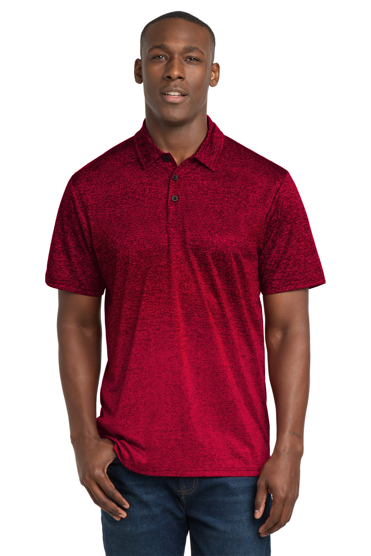Sport-Tek Ombre Heather Polo. ST671