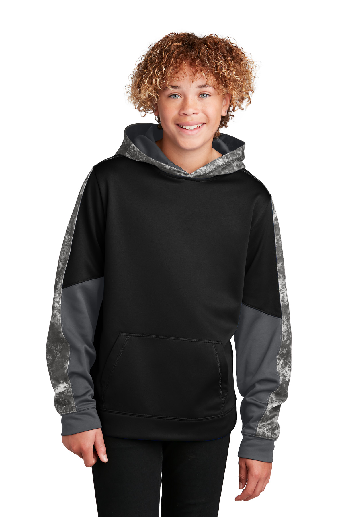Sport-Tek Youth Sport-Wick Mineral Freeze Fleece Colorblock Hooded Pullover-