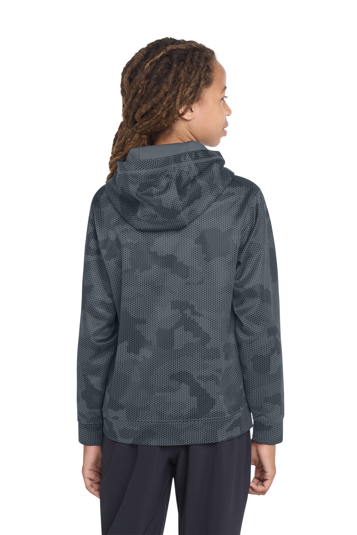 Sport-Tek Youth Sport-Wick CamoHex Fleece Hooded Pullover. YST240