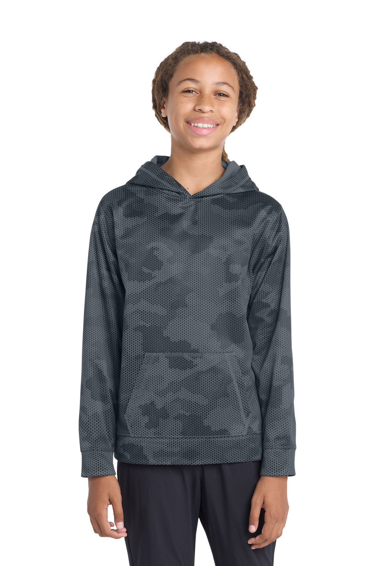 Sport-Tek Youth Sport-Wick CamoHex Fleece Hooded Pullover-Sport&#45;Tek