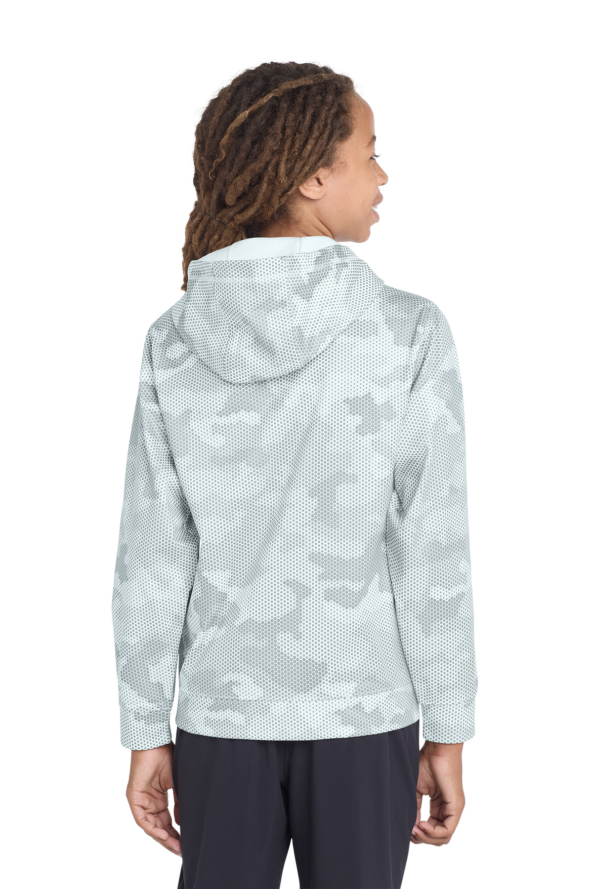 Sport-Tek Youth Sport-Wick CamoHex Fleece Hooded Pullover. YST240
